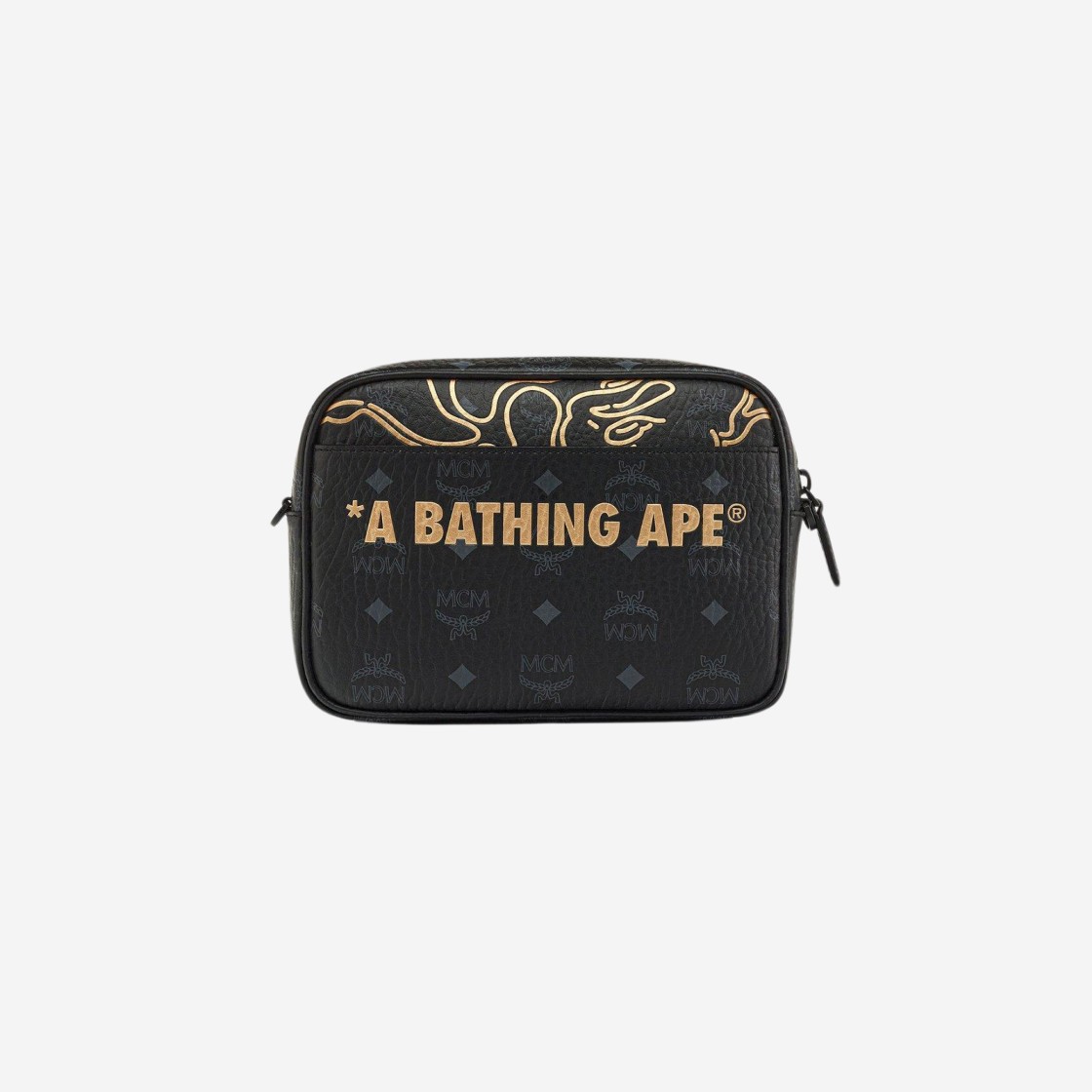 BAPE x MCM Aren Visetos Crossbody Small Black 상세 이미지 4