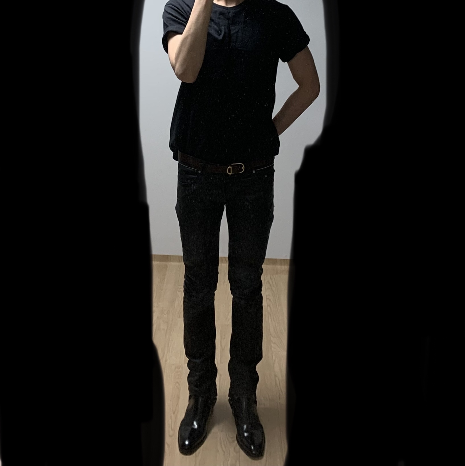 Saint Laurent Wyatt Harness Boots in Smooth Leather Black 착용 스타일