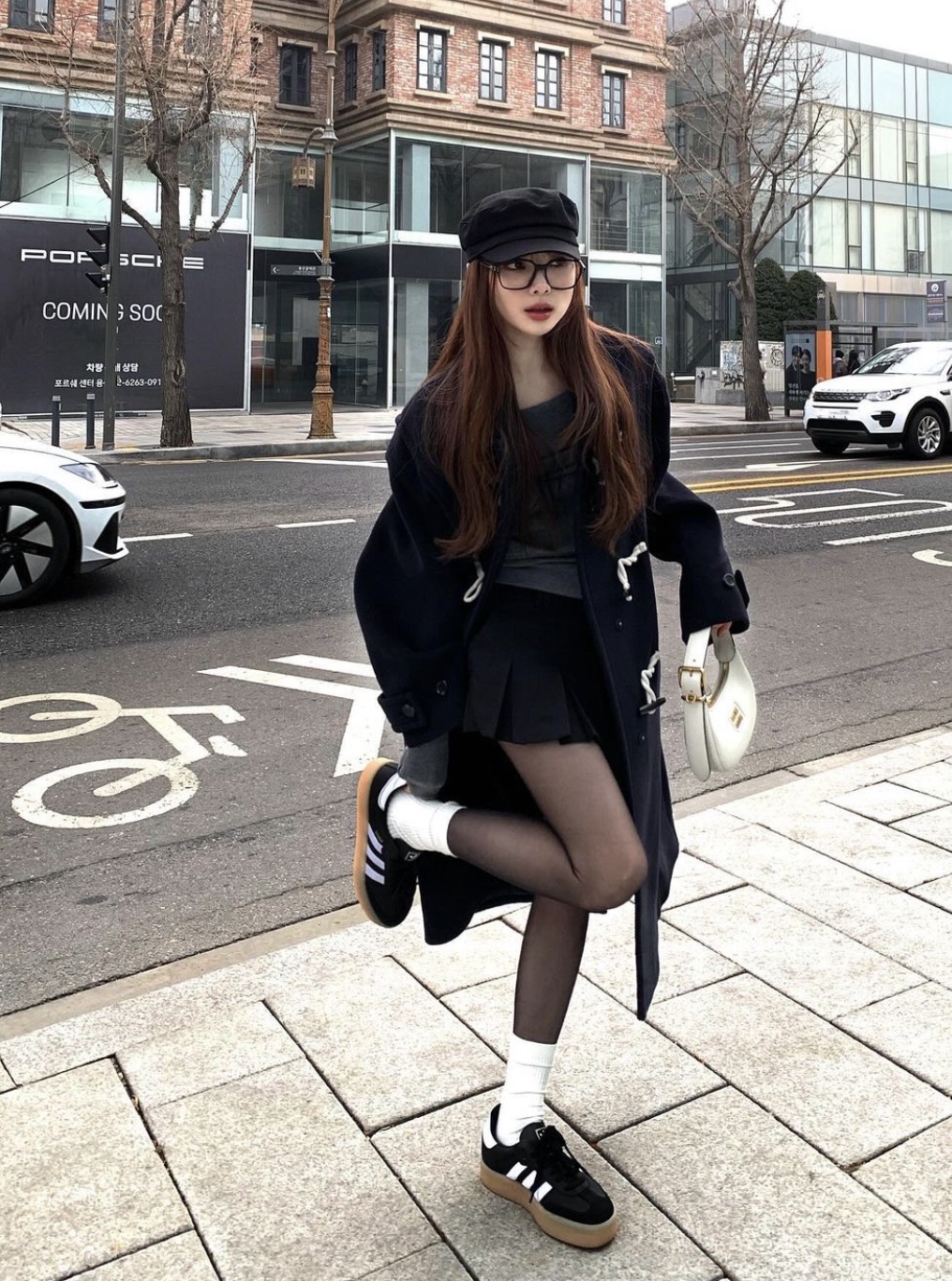 (W) Adidas Sambae Black White 착용 스타일