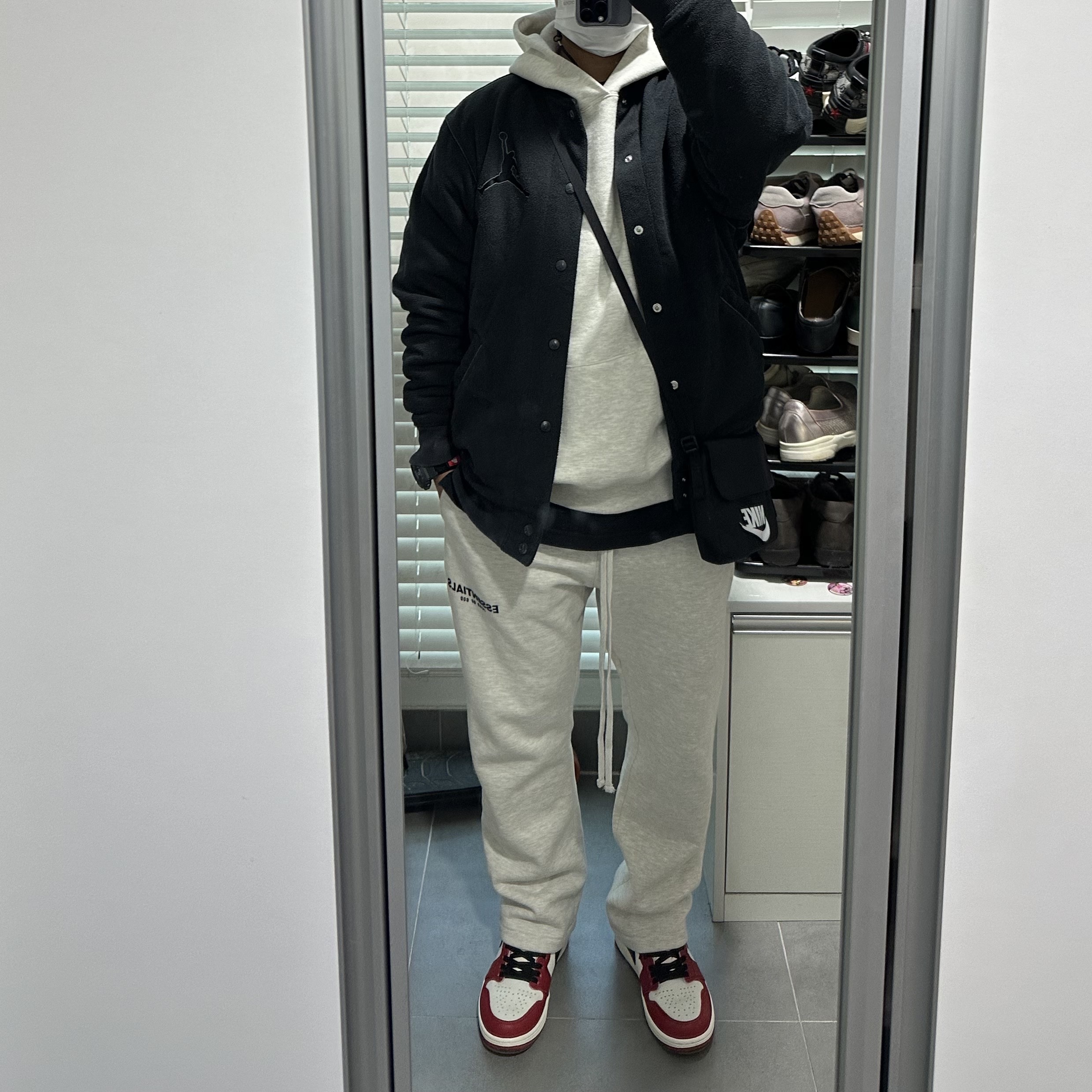 Jordan 1 Retro High OG Chicago 2022, Essentials The Core Collection Hoodie Light Oatmeal 착용 스타일