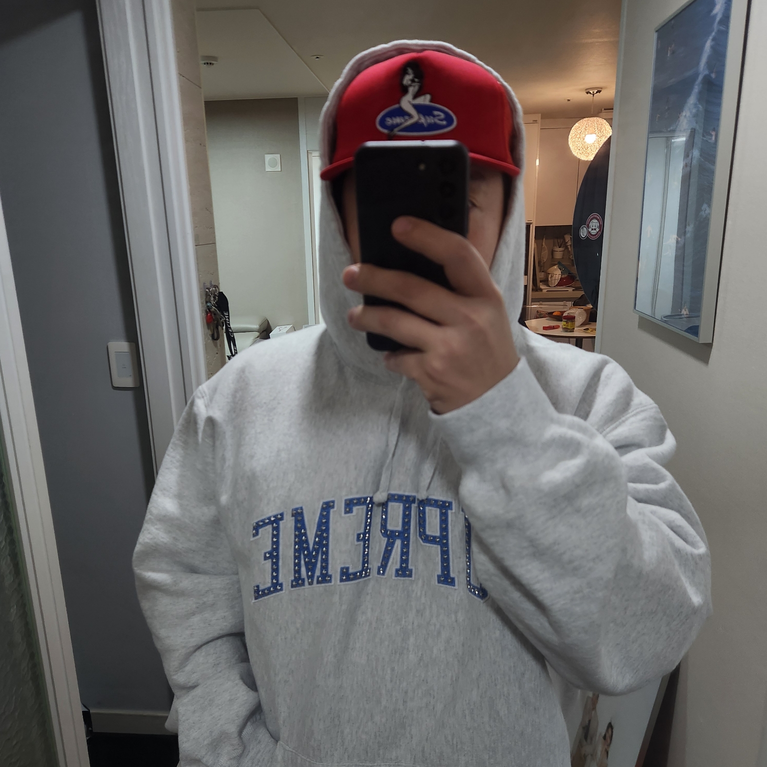 Supreme Pin Up Mesh Back 5-Panel Red - 23FW 착용 스타일
