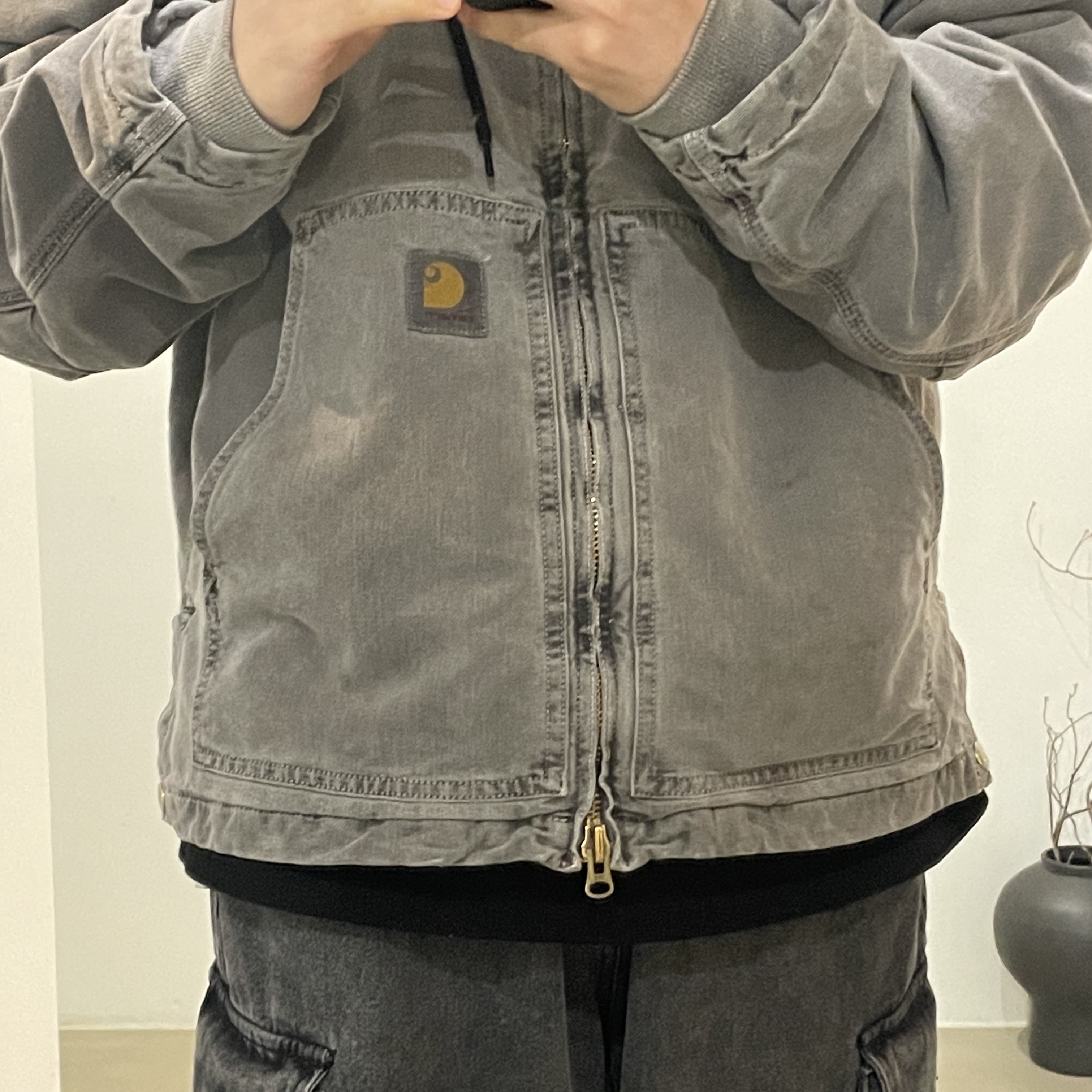 Carhartt WIP Arling Jacket Black Faded 착용 스타일 - 1