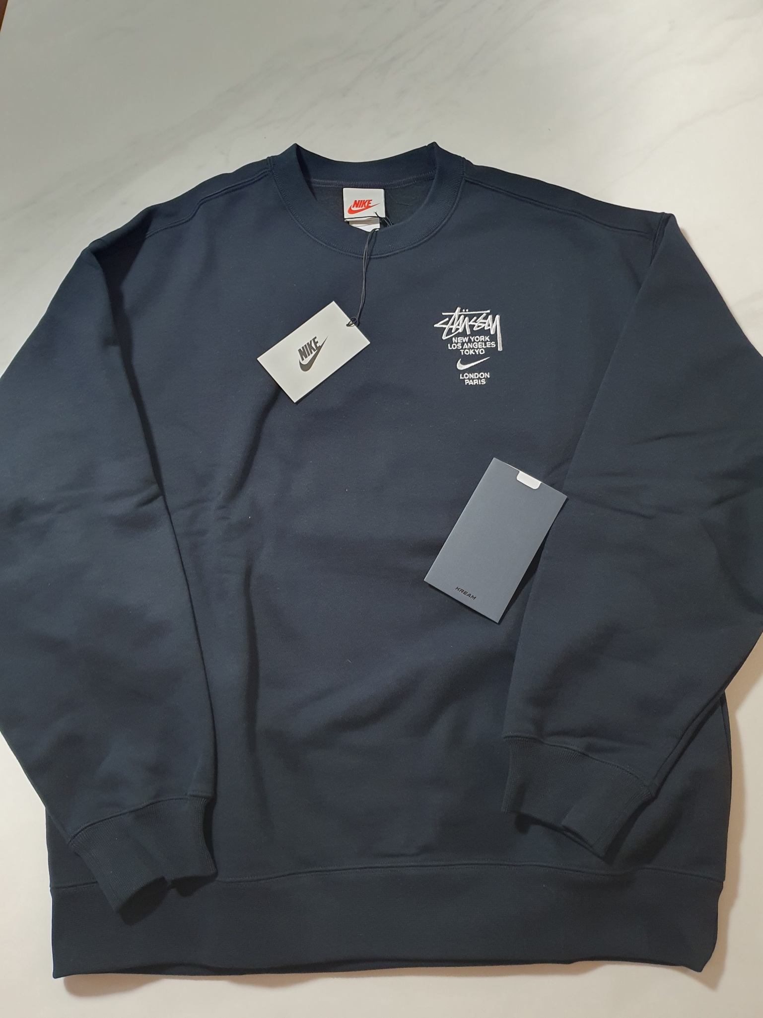 Nike x Stussy NRG ZR Fleece Crewneck Black - US/EU 착용 스타일