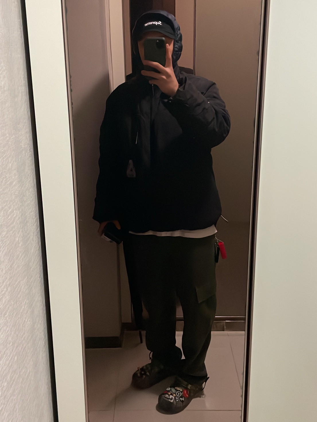 Palace Travel Jacket Black - 21SS, Supreme Military Camp Cap Black - 21SS 착용 스타일