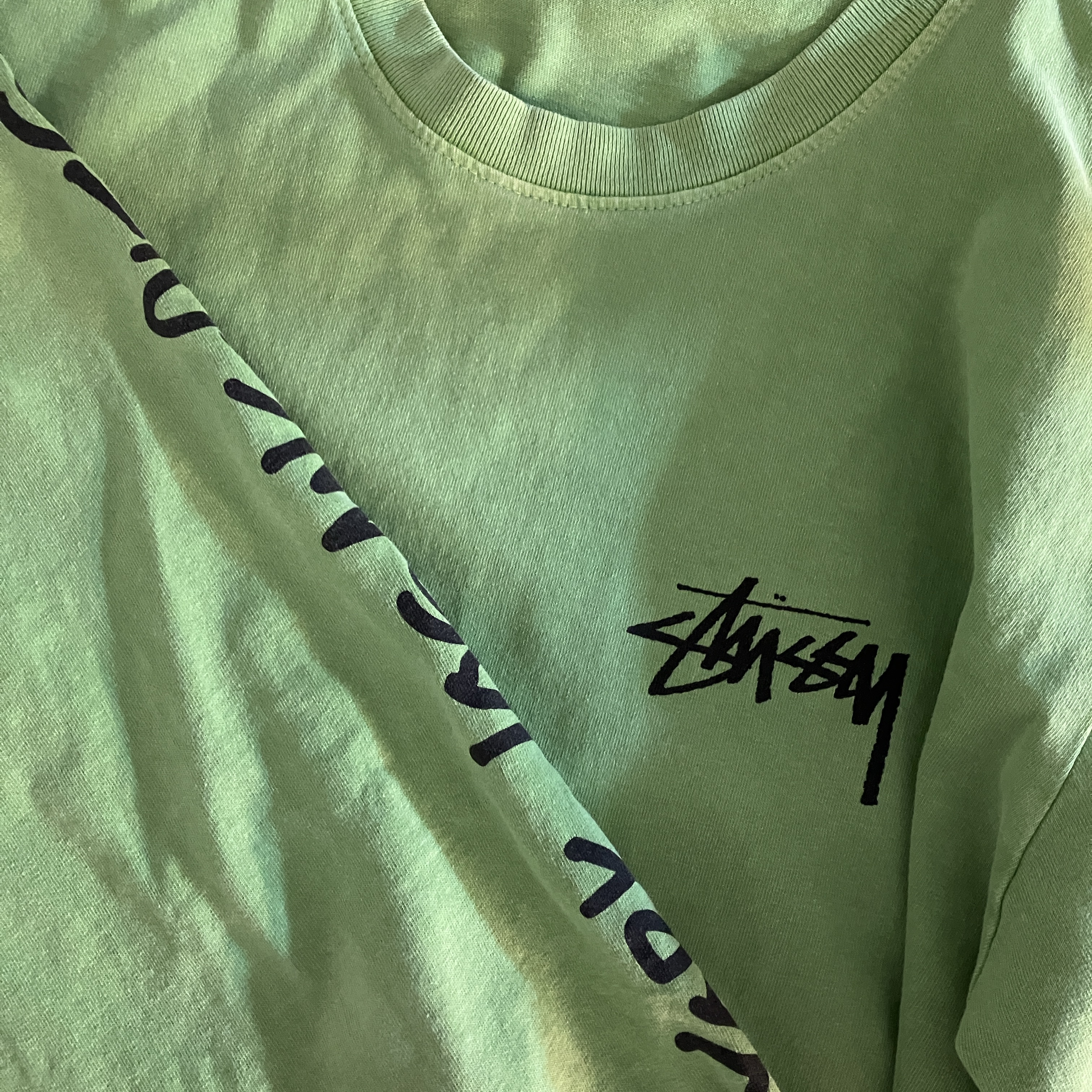 Stussy Big Cities LS T-Shirt Pigment Dyed Green 착용 스타일