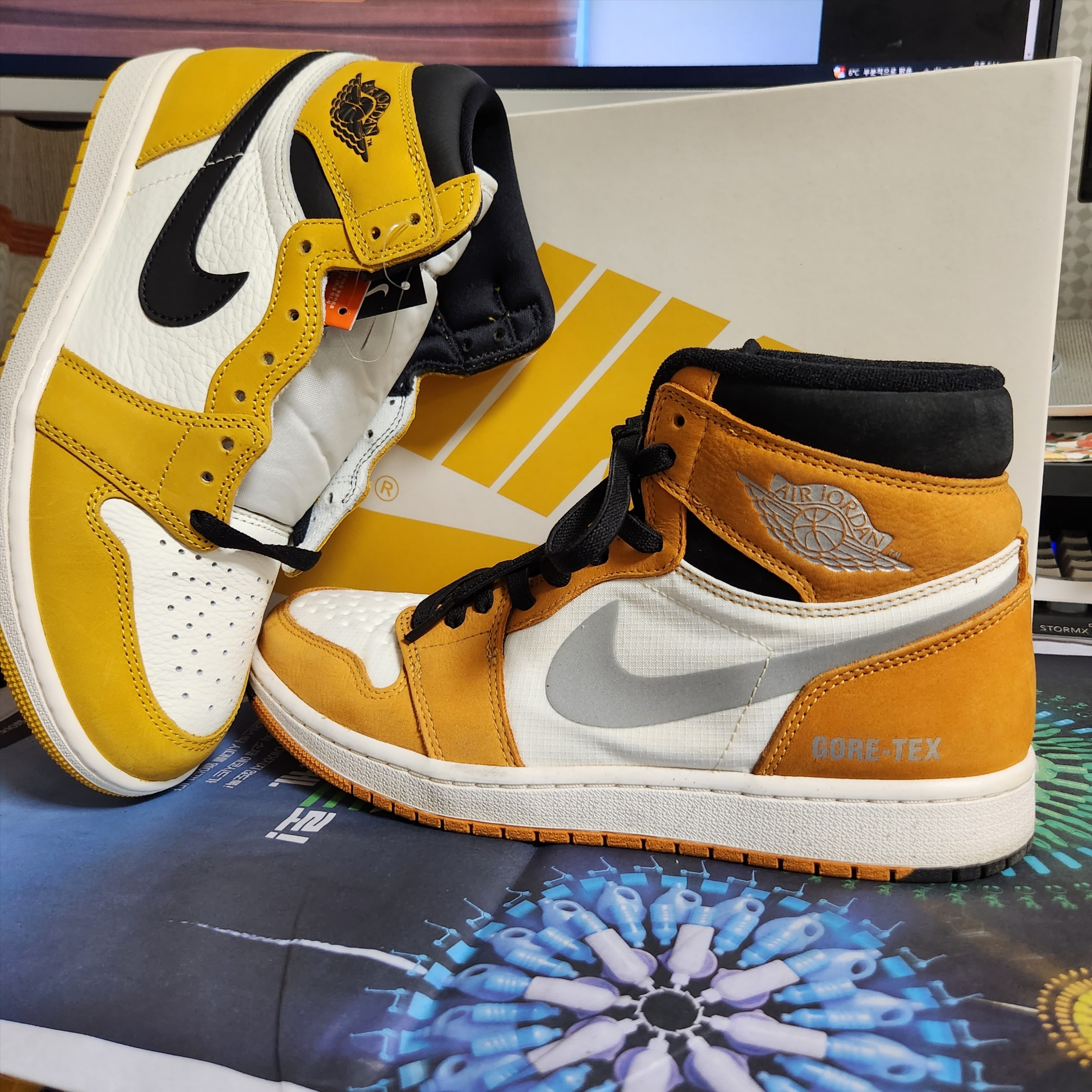 Jordan 1 Retro High OG Yellow Ochre, Jordan 1 Element Gore-Tex Light Curry 착용 스타일