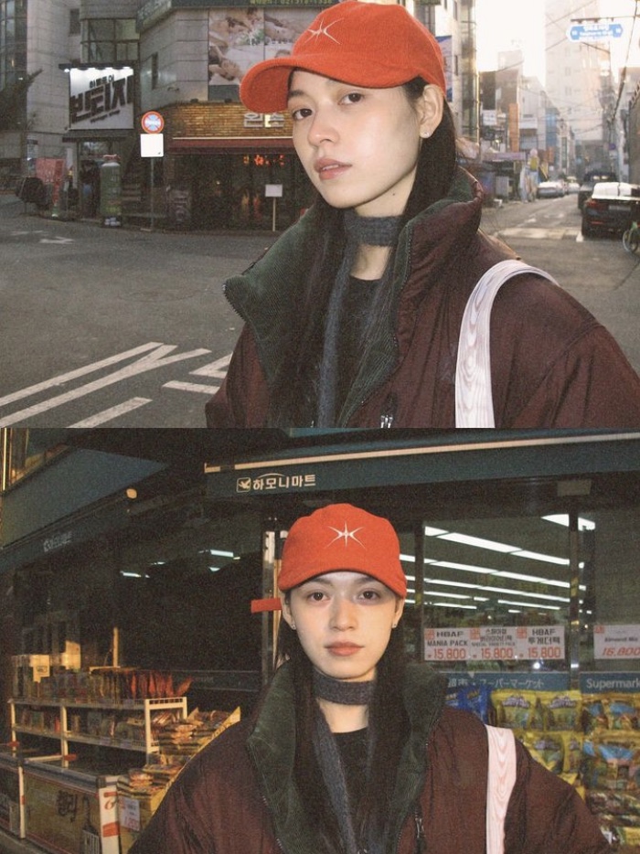 Yunse Hatch Corduroy Cap Navy 착용 스타일 - 6