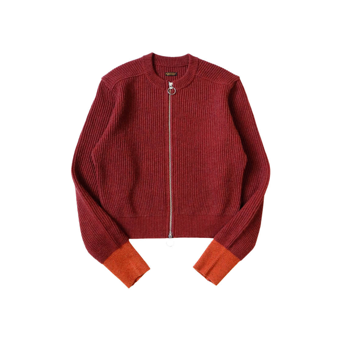 Kapital 8G Wool Rim Knit Zip Short Cardigan Red 상세 이미지 1