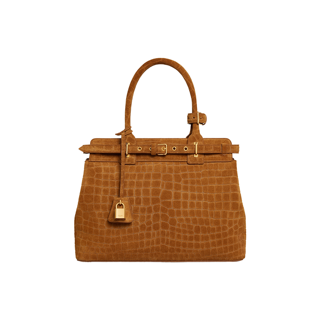 Celine Conti Bag in Crocodile Embossed Suede Calfskin Pecan 상세 이미지 1