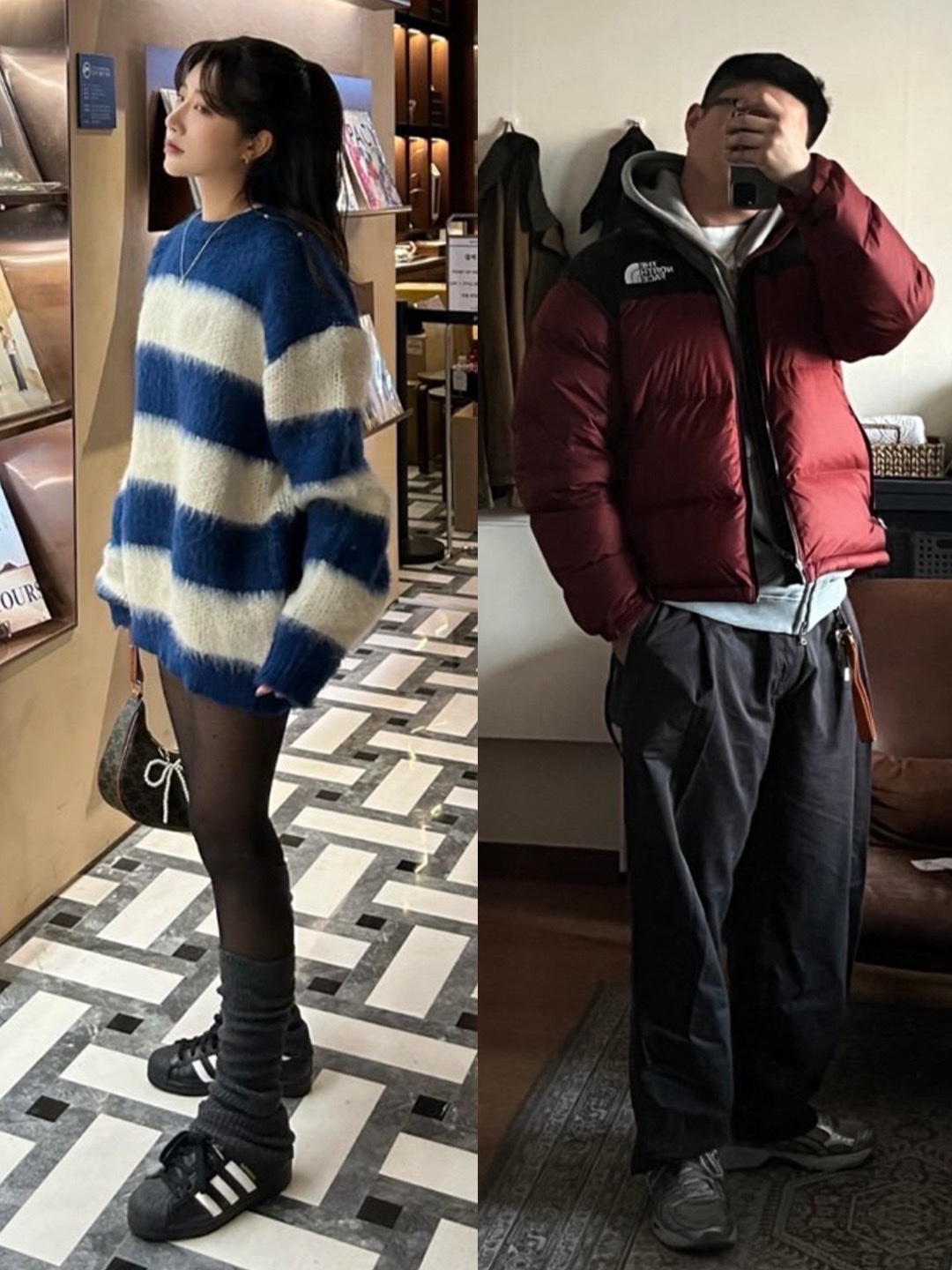 Adidas Superstar Core Black White, The North Face 1996 Retro Nuptse Jacket Brick House Red 착용 스타일 - 2