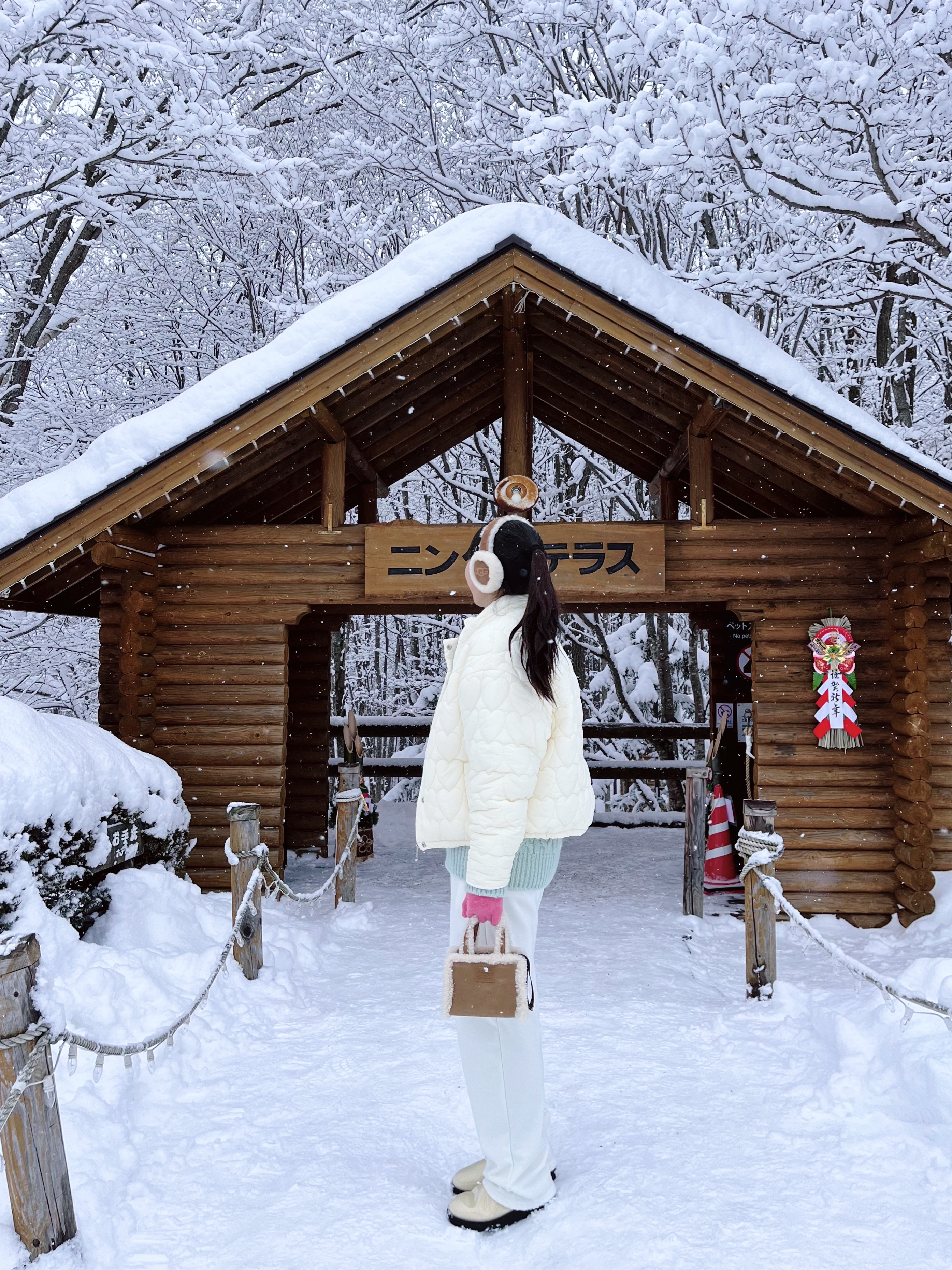 (W) UGG Embroidered Logo Earmuff Chestnut, Telfar x UGG Small Shopping Bag Chestnut 착용 스타일
