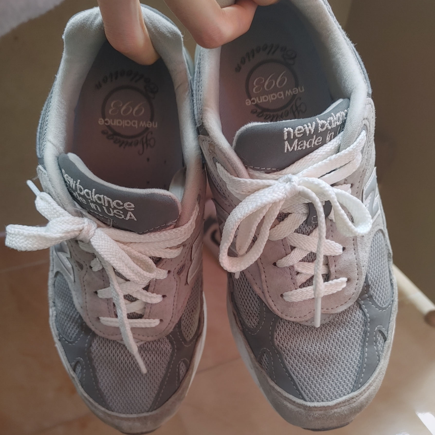 (W) New Balance 993 Made in USA Grey - B Standard 착용 스타일