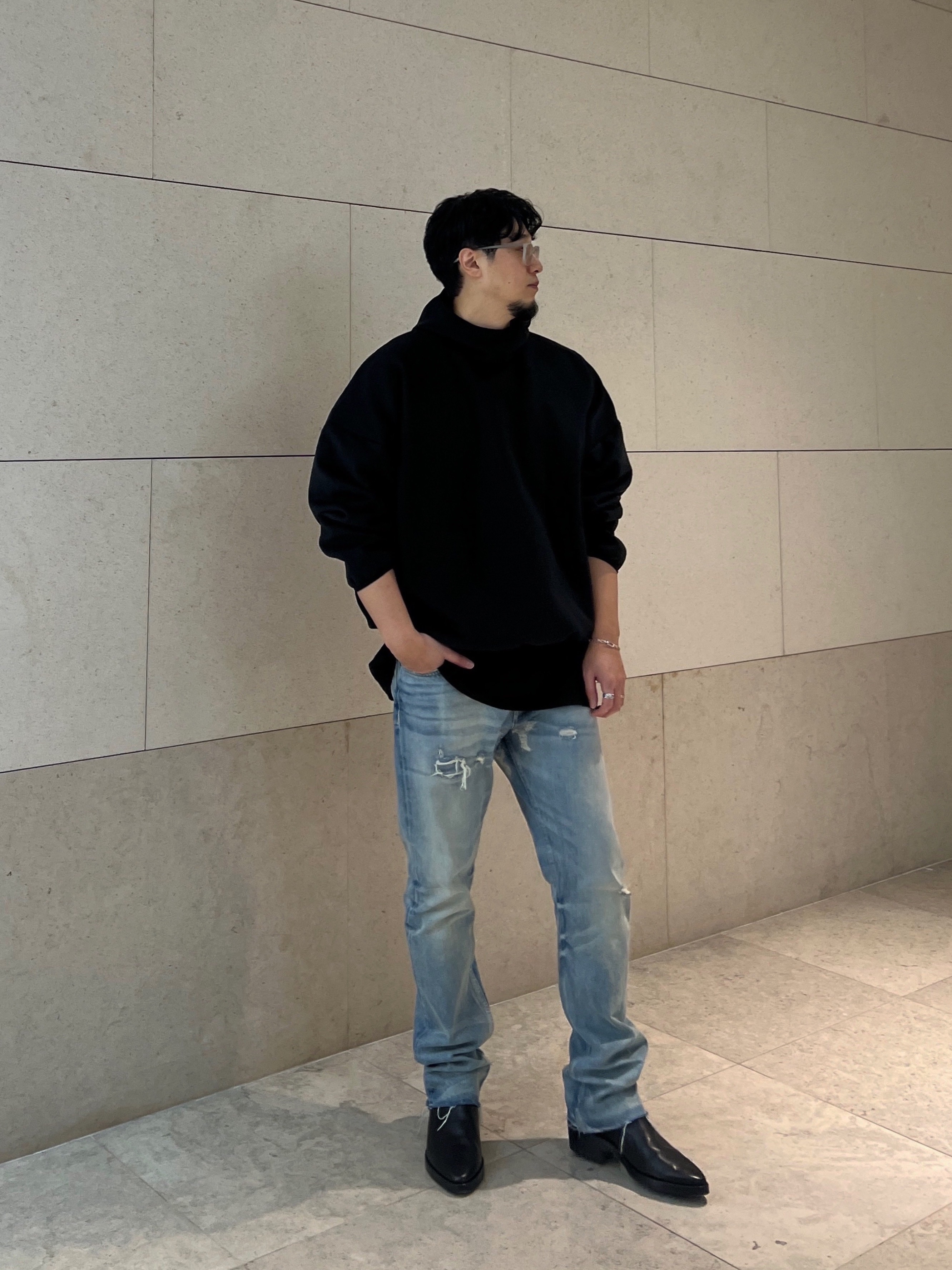 Adidas x Fear of God Athletics Suede Fleece Hoodie Black - KR Sizing 착용 스타일