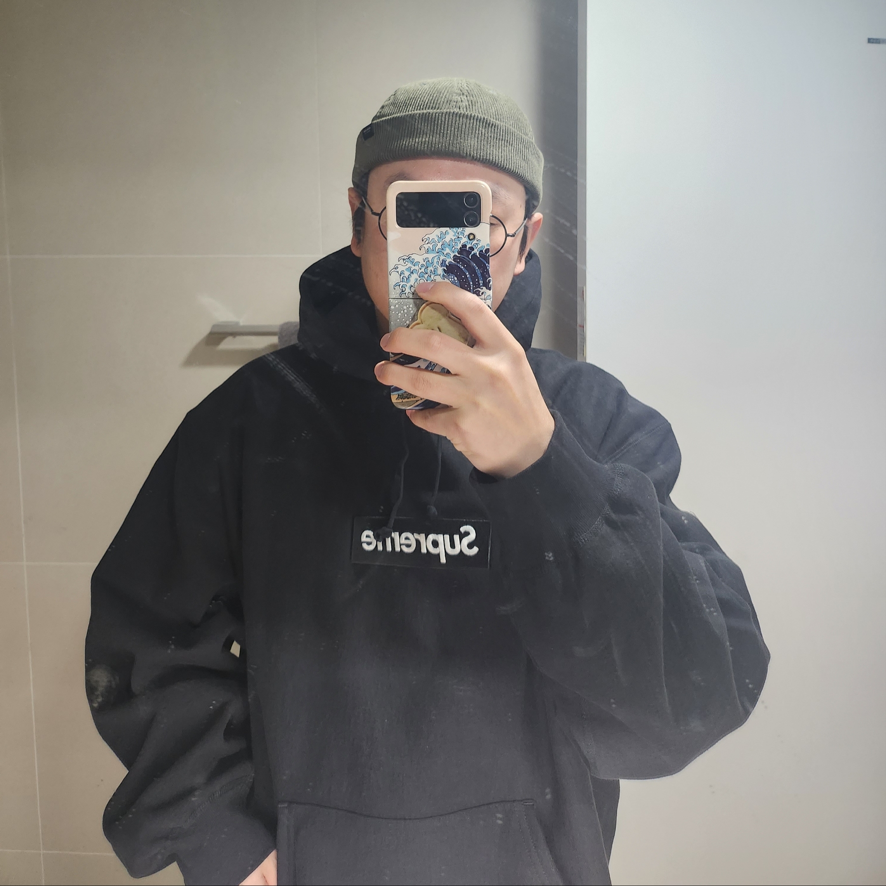 Supreme Box Logo Hooded Sweatshirt Black - 23FW 착용 스타일
