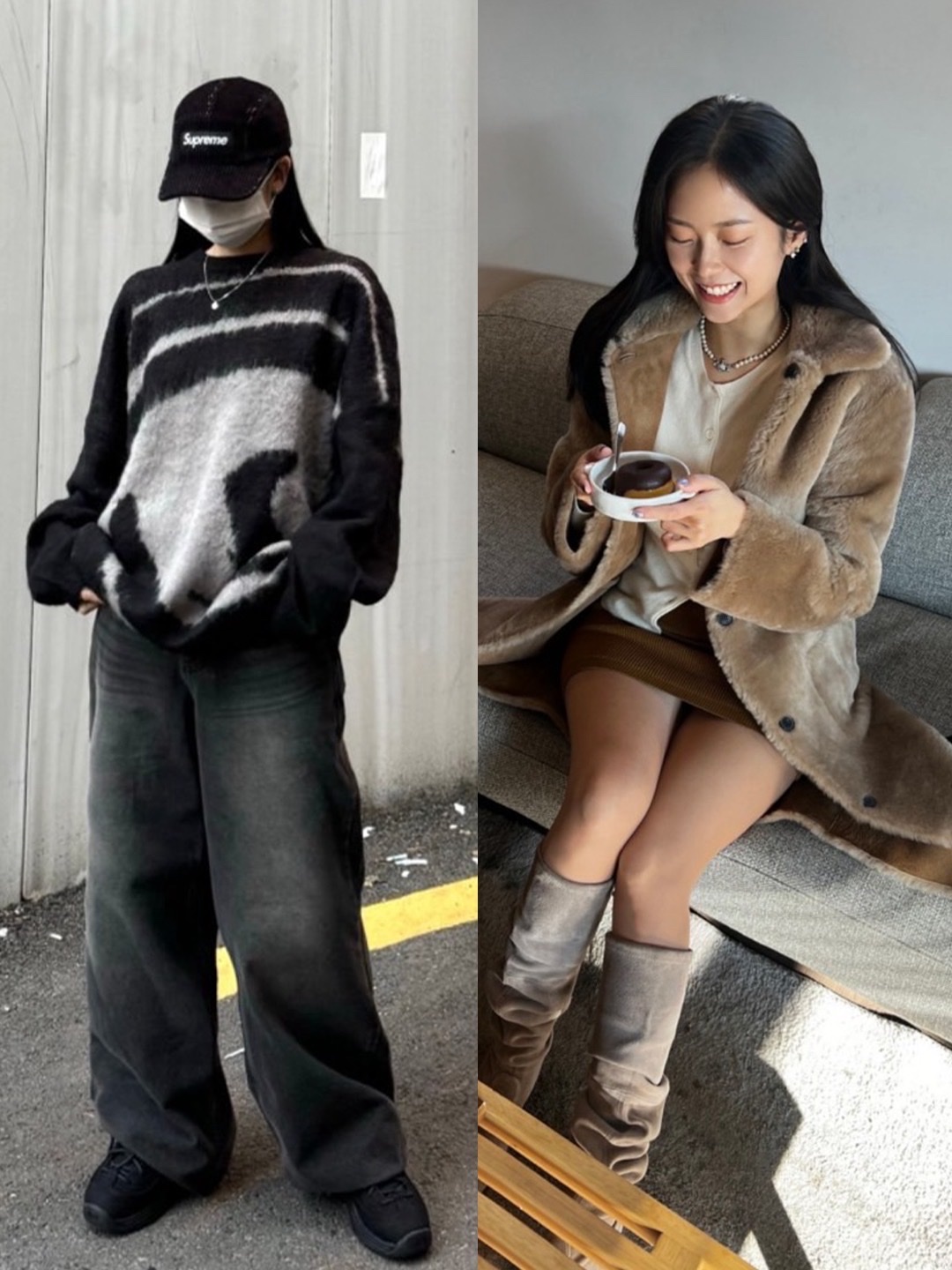 나이키 x 스투시 에어 페니 2 블랙, 펜디 미니 바게트 FF 모티프 패브릭백 브라운 착용 스타일 - 2