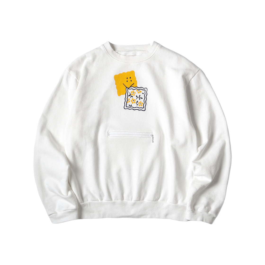 Kapital 30 Fleece Cookie Pocket Crew Sweatshirt White 상세 이미지 1