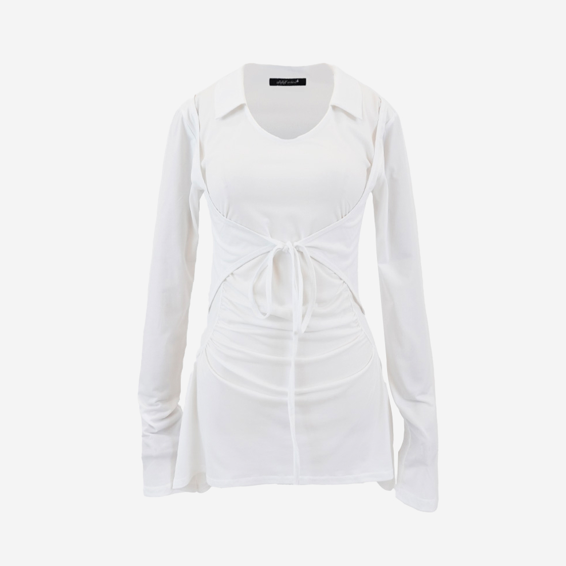 엘프엘프엘프 아카이브스 우먼 칼라 베스트 롱 티셔츠 화이트(Elfelfelf Archives Women Collar Vest Long T White)