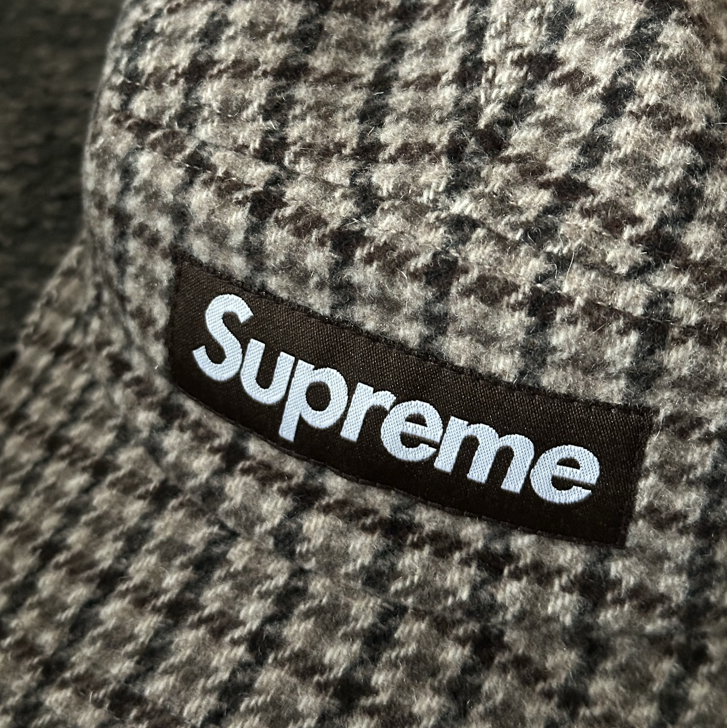 Supreme Houndstooth Wool Camp Cap Tan - 23FW 착용 스타일 - 1