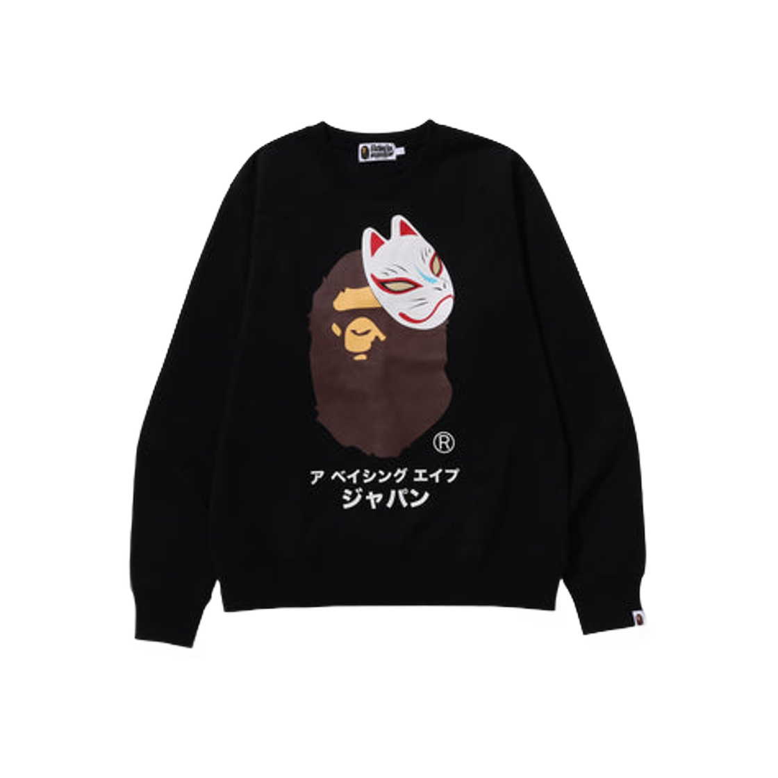 BAPE Japanese Fox Mask Crewneck Black 상세 이미지 1