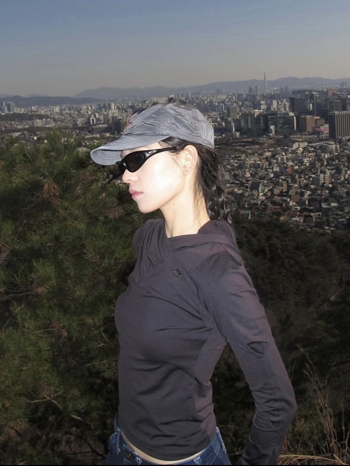 Yunse Hatch Nylon Cap Grey 착용 스타일 - 1
