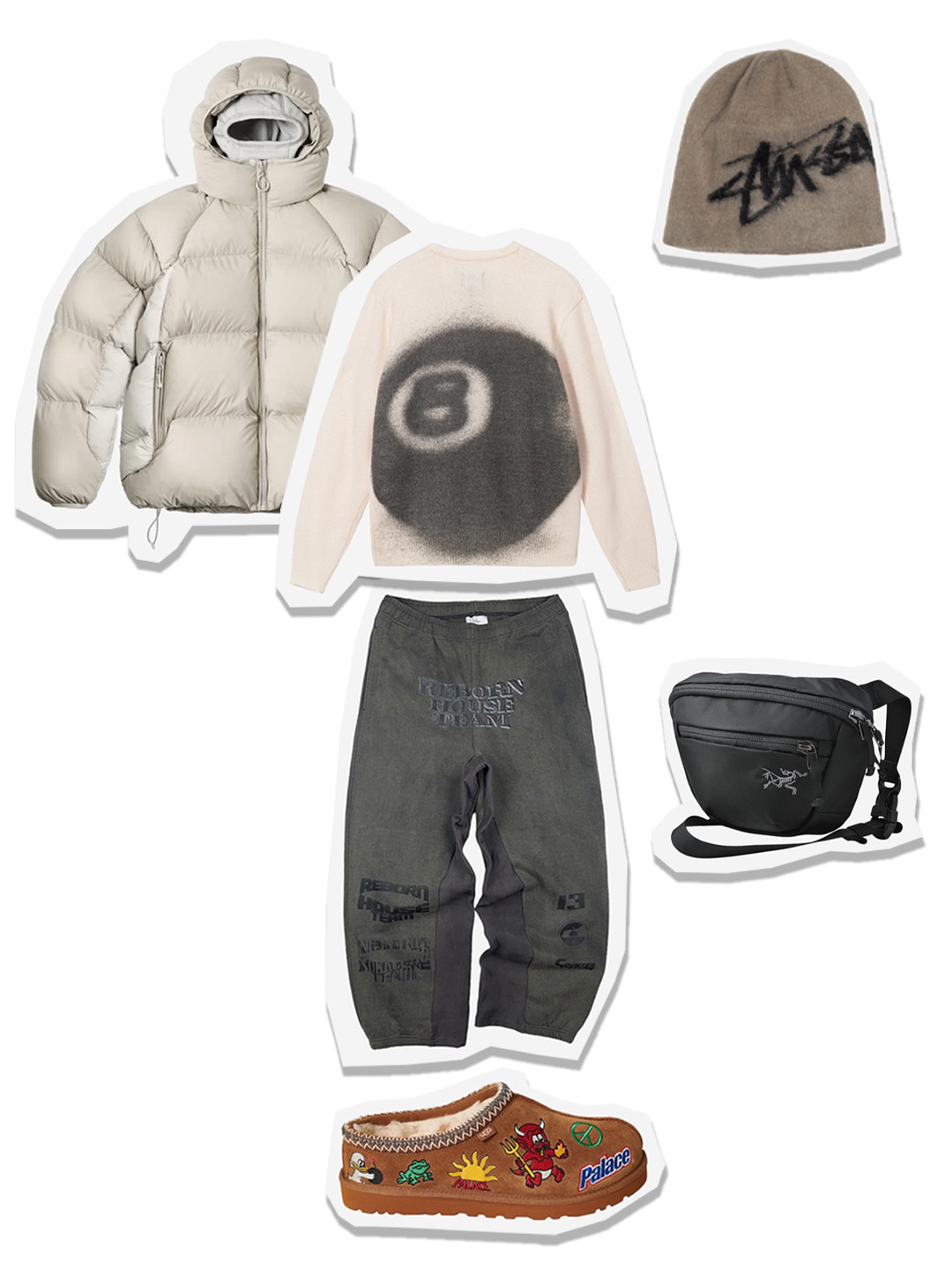 Palace Pertex Matte Balaclava Puffa Stone Arctica - 23FW, UGG x Palace Tasman Slipper Chestnut 착용 스타일 - 1