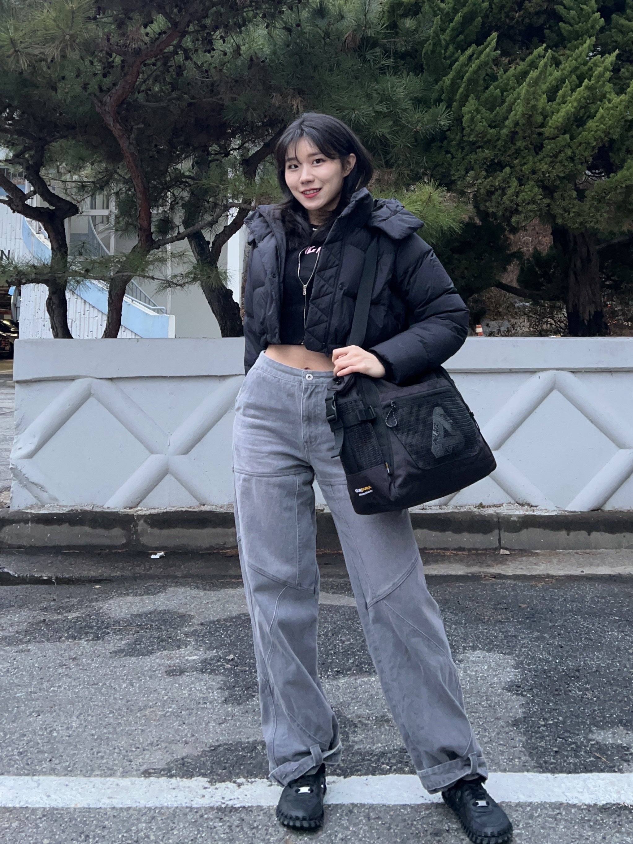 Palace Cordura Eco Hex Ripstop Shoulder Bag Black - 23FW, (W) Glowny Bones Denim Pants Lavender Gray 착용 스타일 - 3
