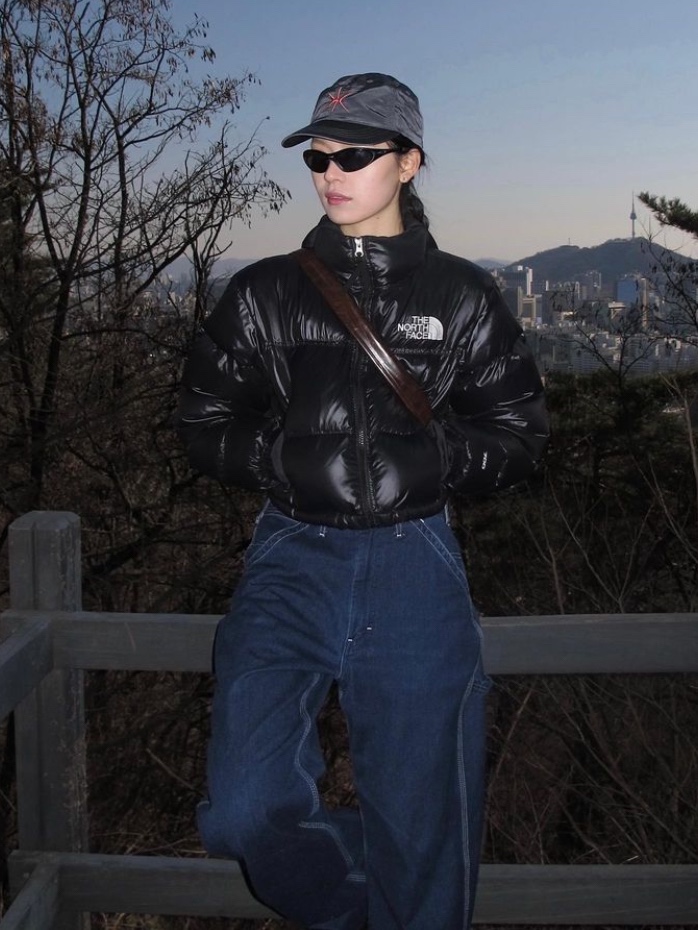 Yunse Hatch Nylon Cap Grey 착용 스타일 - 4