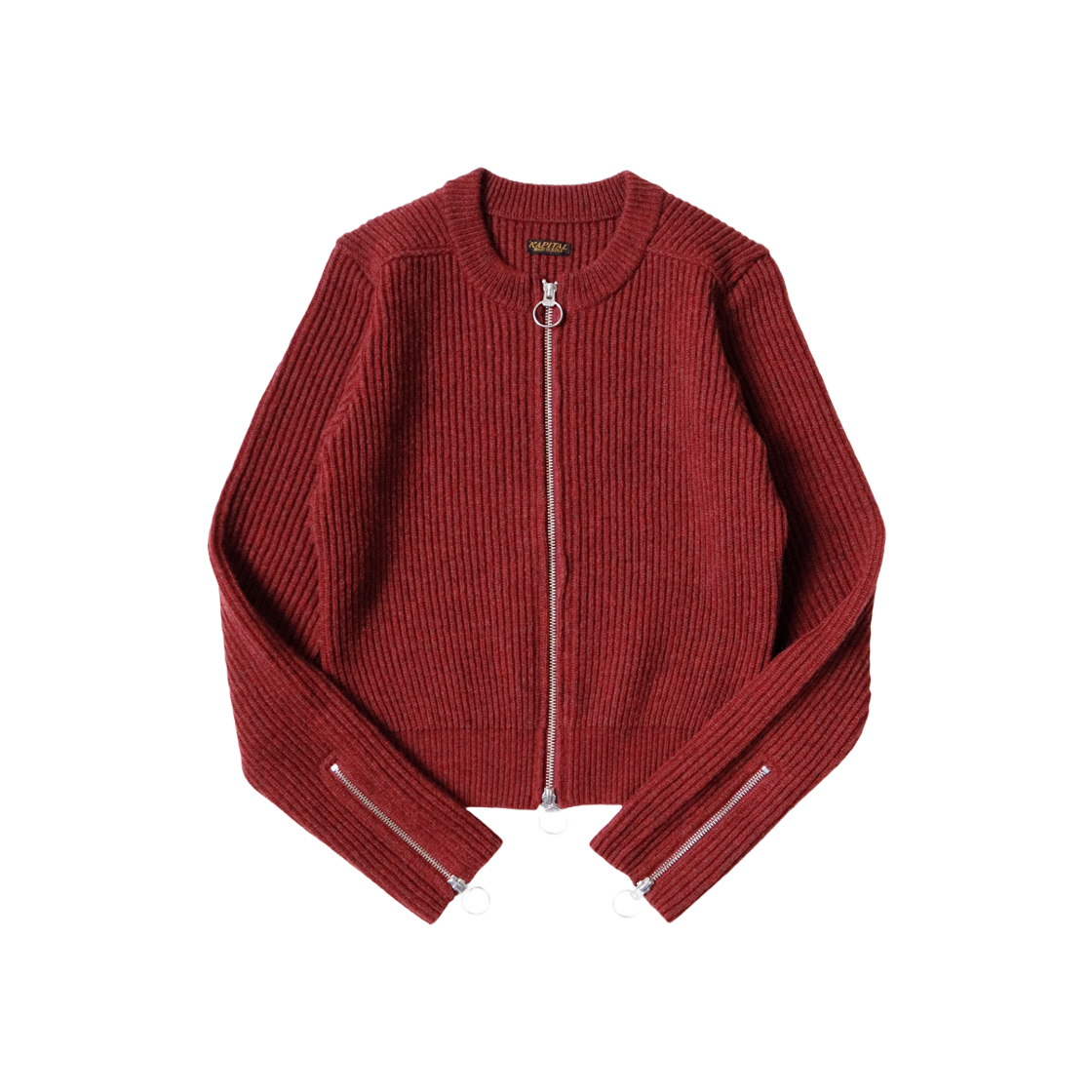 Kapital 8G Wool Rim Knit Zip Down Sleeve Zip Short Cardigan Red 상세 이미지 1