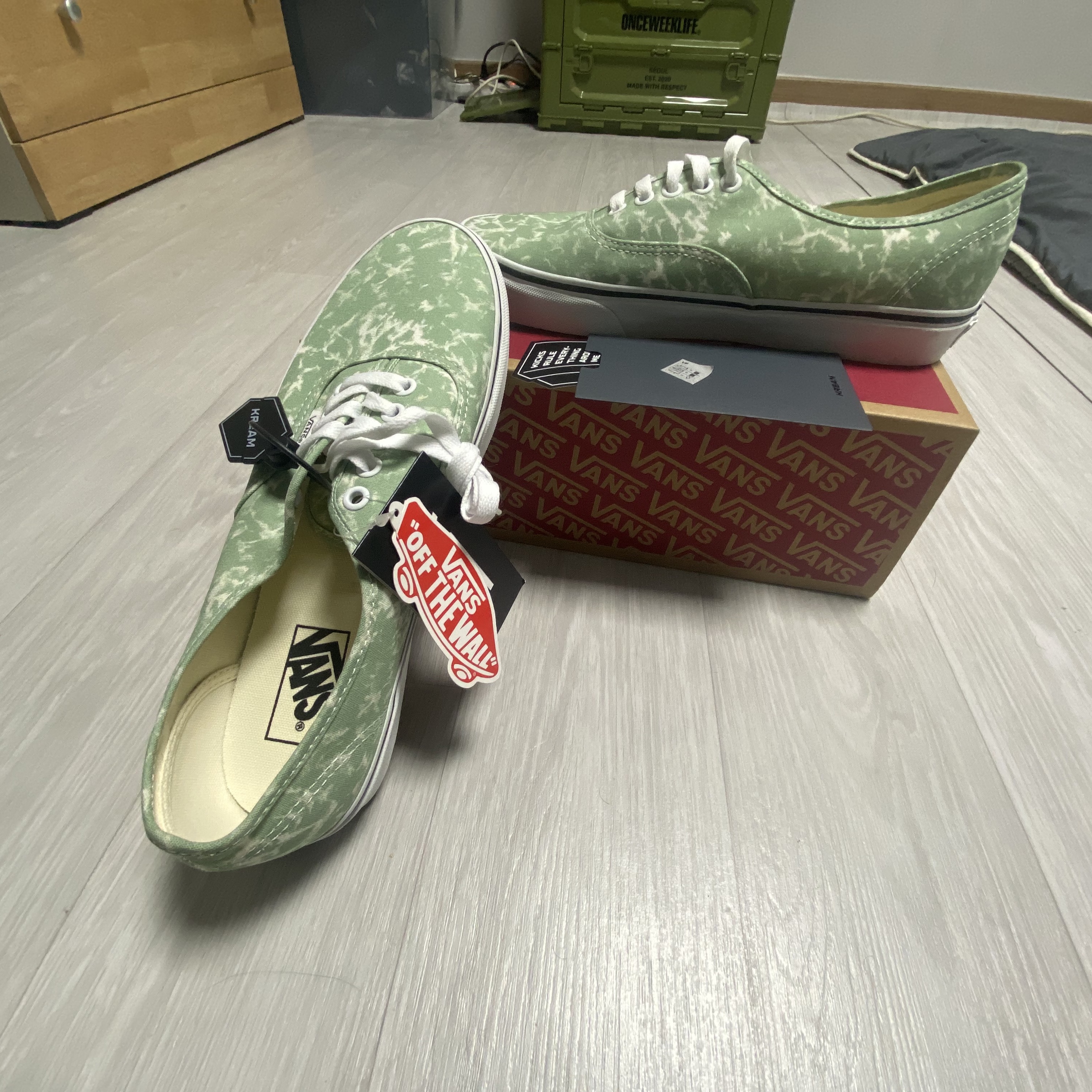 Vans Authentic Washes Celadon Green 착용 스타일 - 2