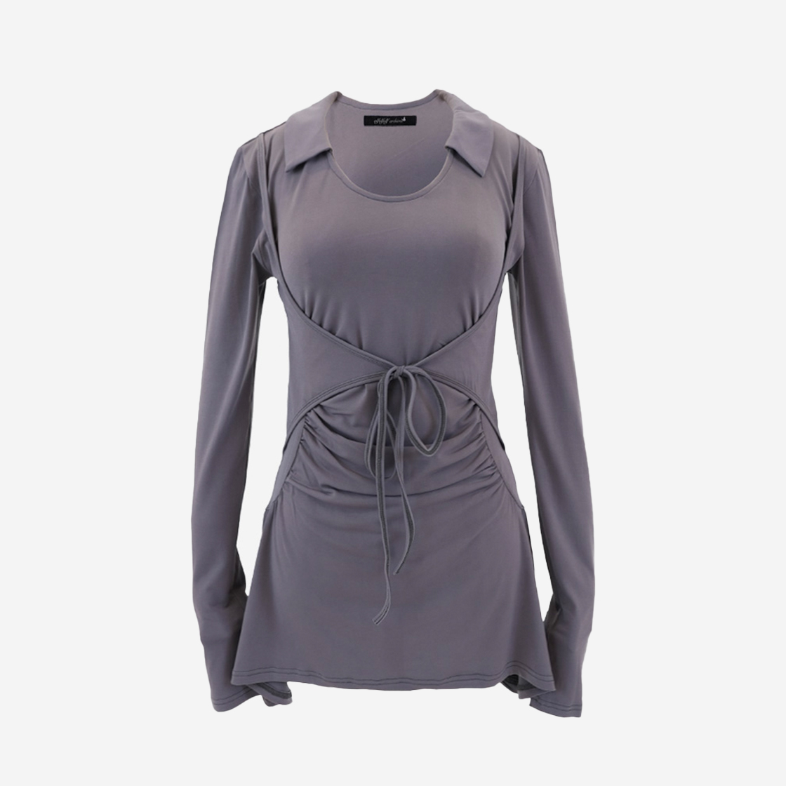 엘프엘프엘프 아카이브스 우먼 칼라 베스트 롱 티셔츠 시티그레이(Elfelfelf Archives Women Collar Vest Long T City Gray)