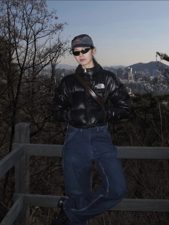 Yunse Hatch Nylon Cap Grey 착용 스타일 - 3