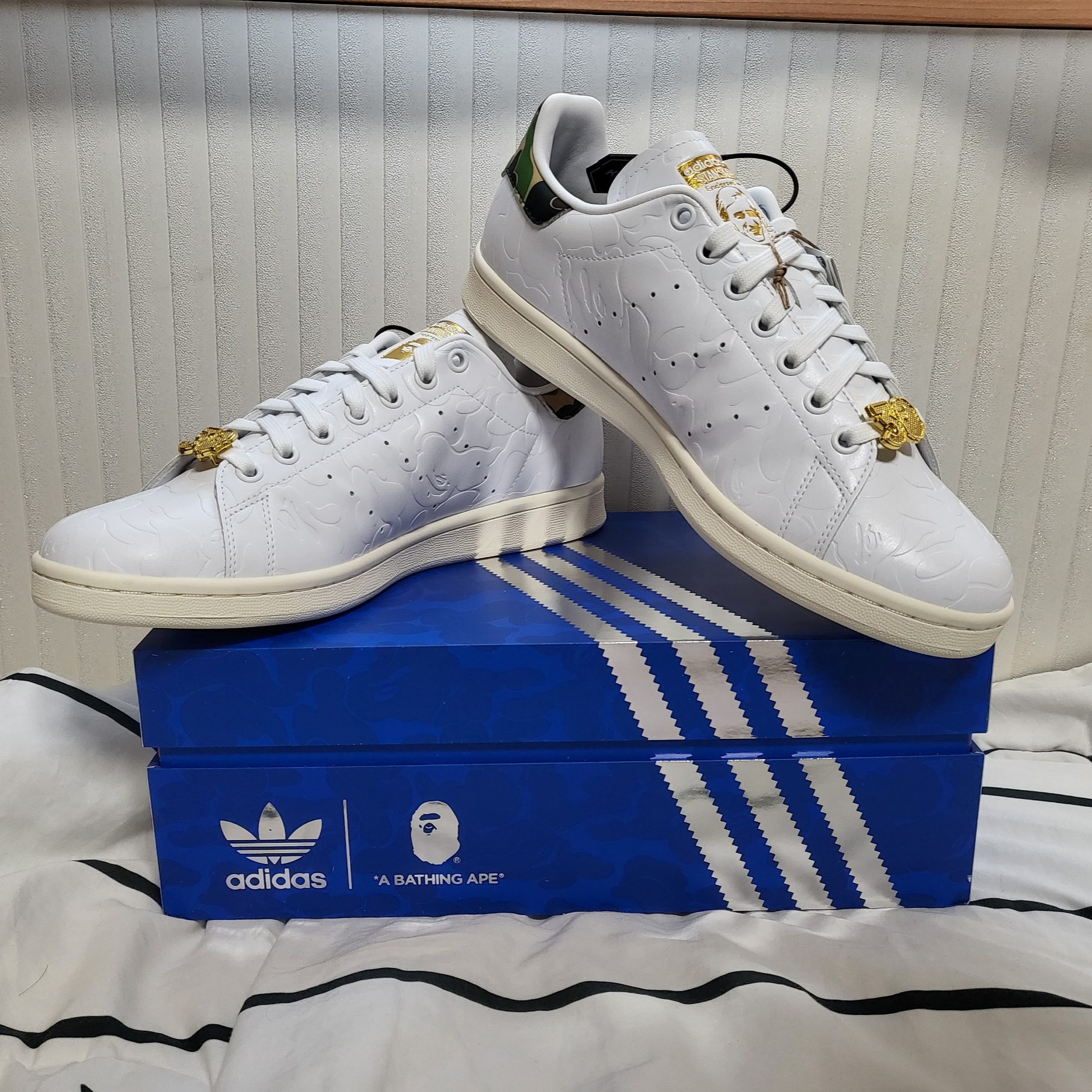 Adidas x BAPE Stan Smith Cloud White Off White 착용 스타일