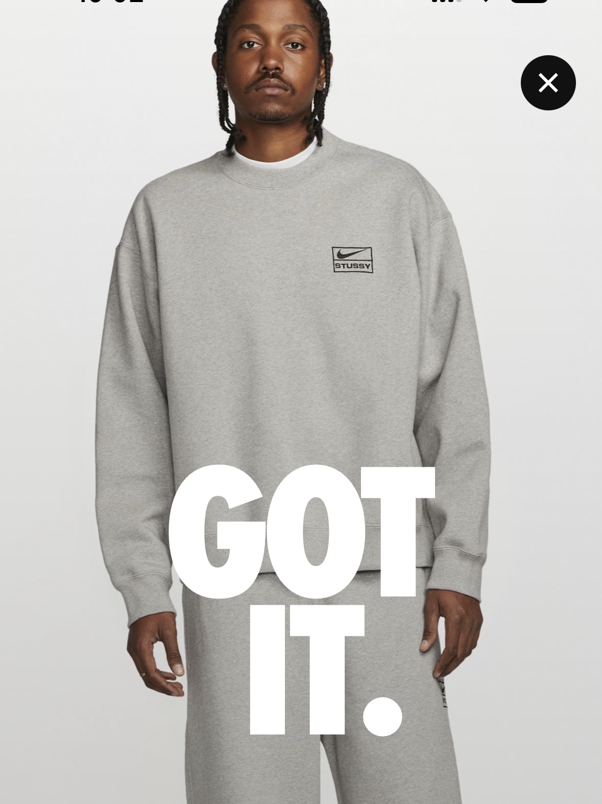 Nike x Stussy NRG Fleece Crewneck Dark Grey Heather (DO9337-063) 착용 스타일