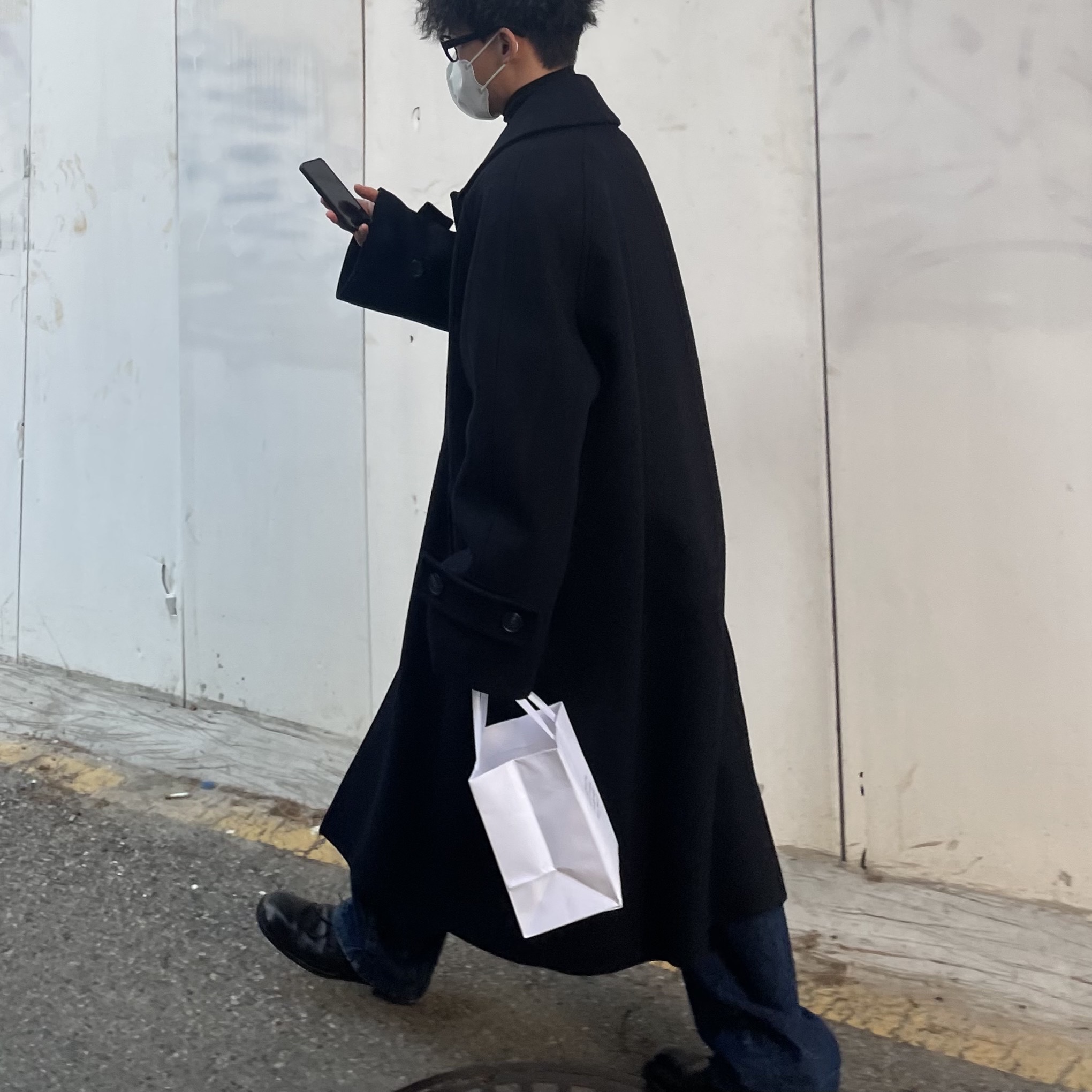 Undermycar Majanne Multi Button Oversized Wool Coat Black Oyster - 21FW 착용 스타일 - 1