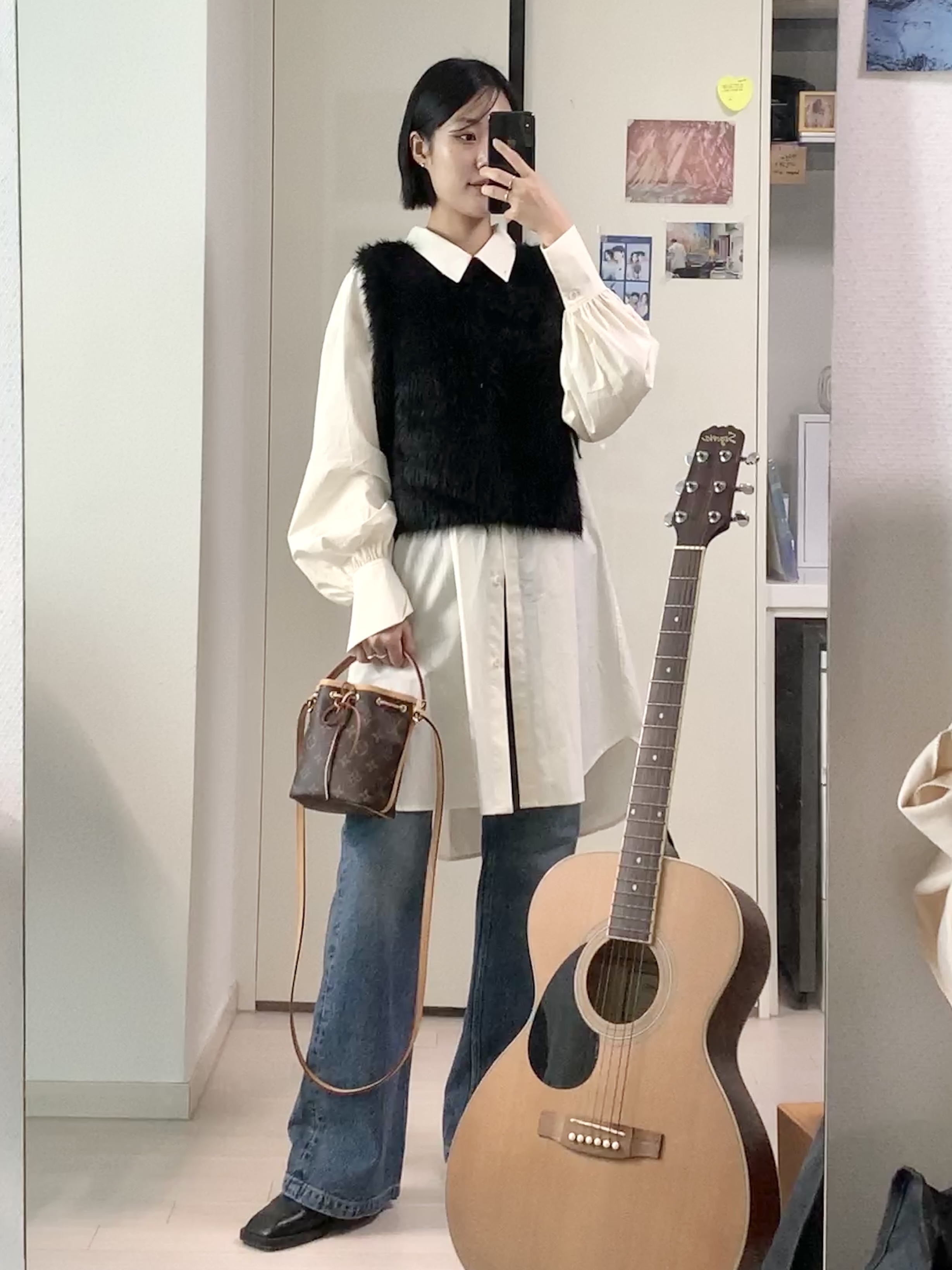 Louis Vuitton Nano Noe Monogram 착용 스타일 - 1