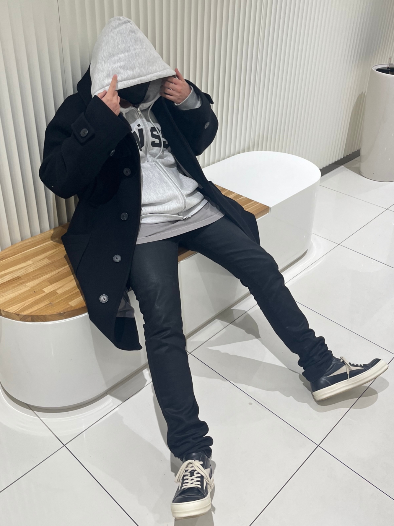 Stussy Block Sport Zip Hoodie Ash Heather, Undermycar Legion.02 Balmacaan Oversized Wool Coat Black 착용 스타일 - 1