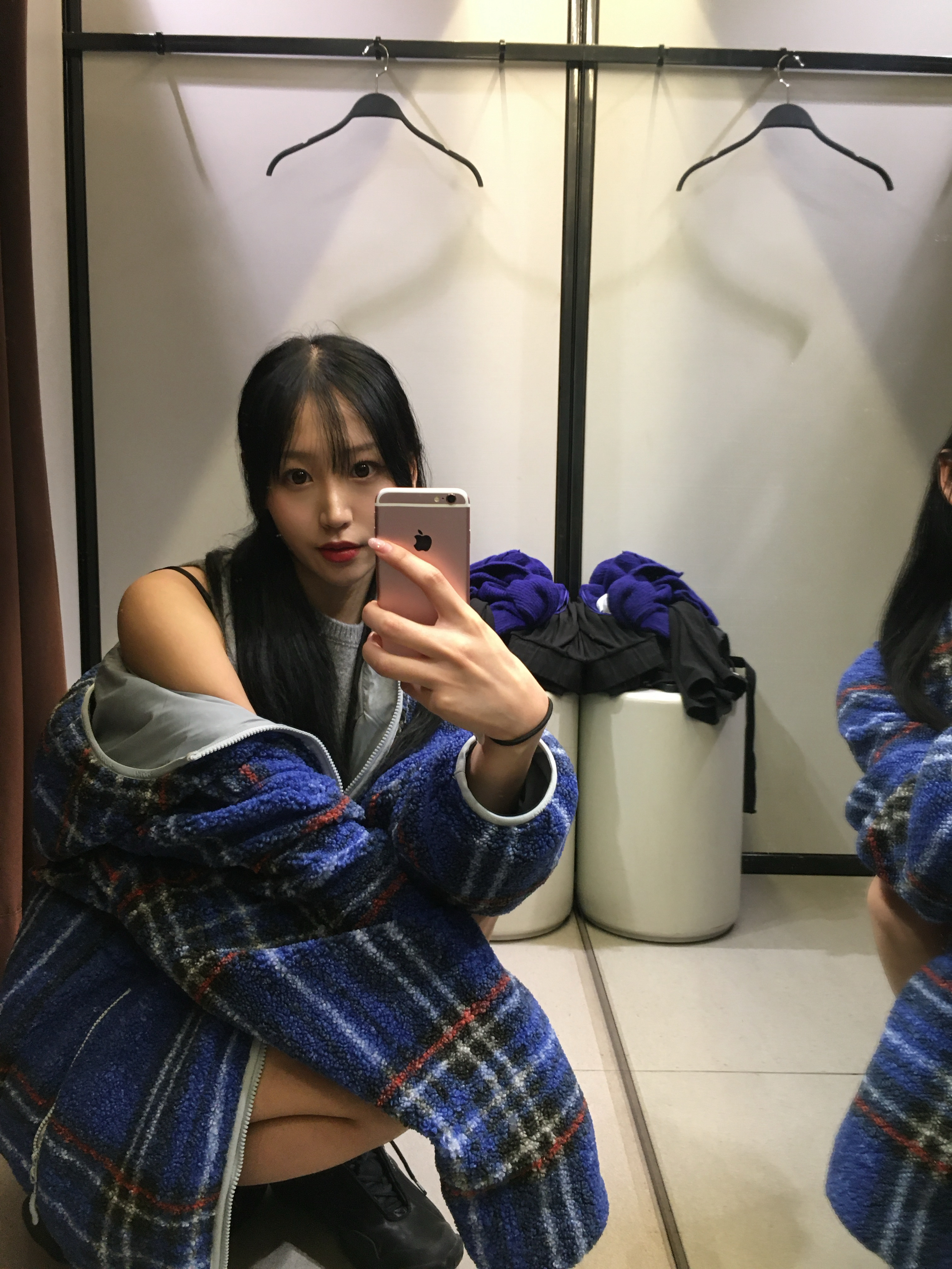 Palace Reversible Check Fleece Jacket Blue - 23FW 착용 스타일 - 3