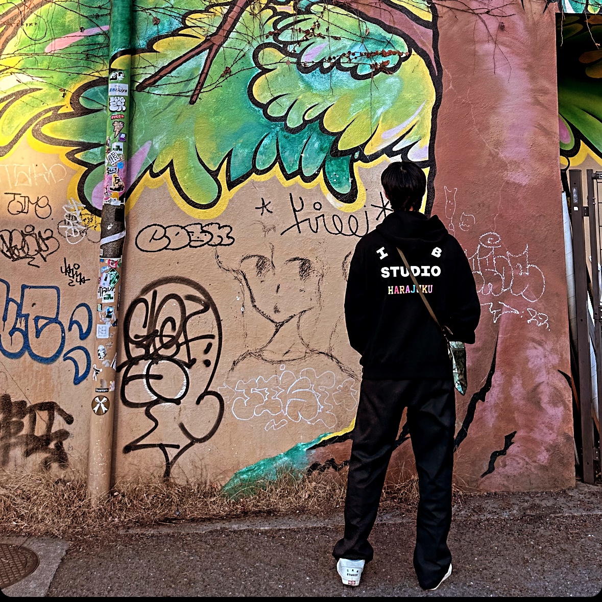 IAB Studio Harajuku Hoodie Black - Harajuku Exclusive, Vans x IAB Studio Half Cab Marshmallow Antique White 착용 스타일