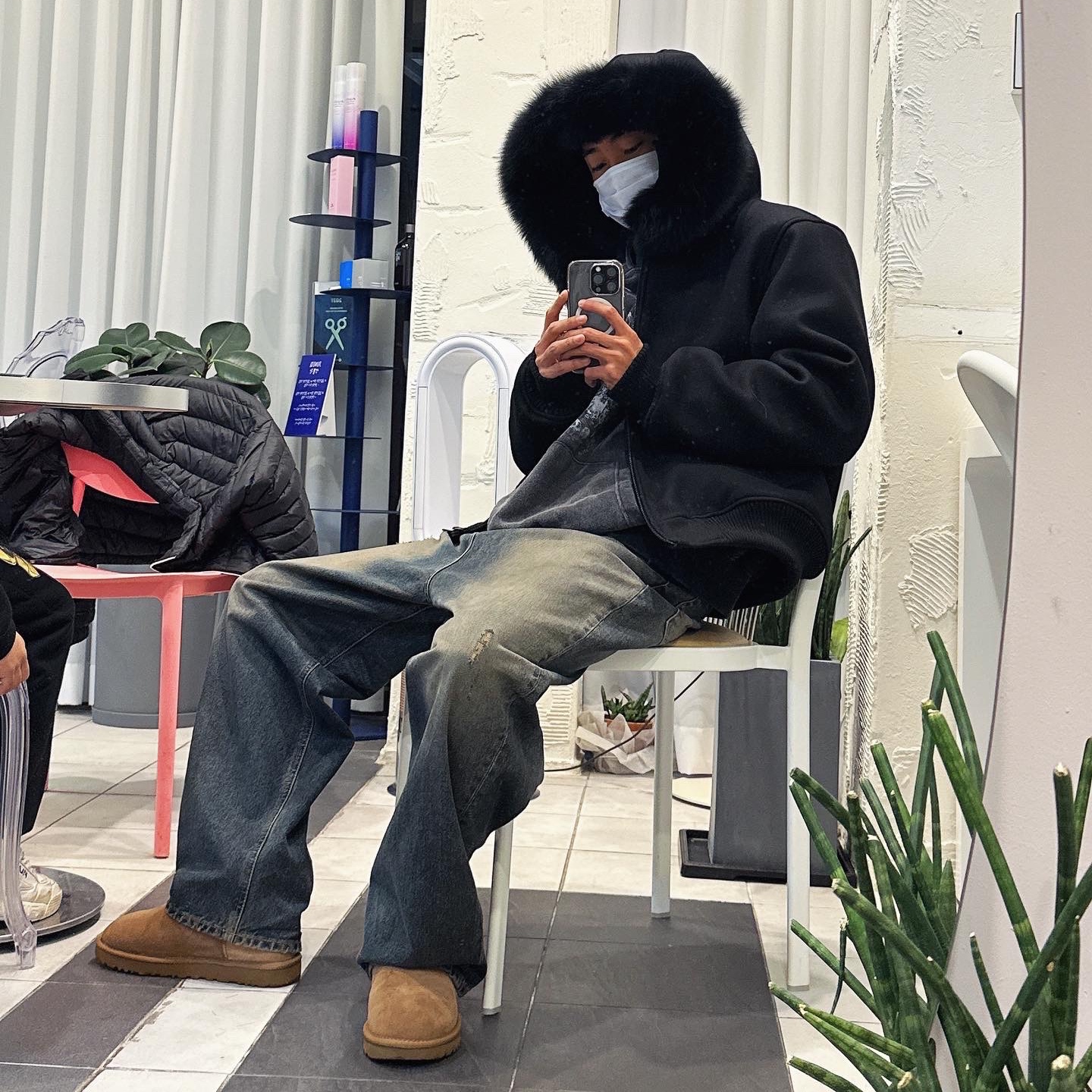 Undermycar Comoro Fox Trimming Hoody Bomber Bristol Black - 23FW, Undermycar Time of Death Oversized Hoodie Metal - 23FW 착용 스타일