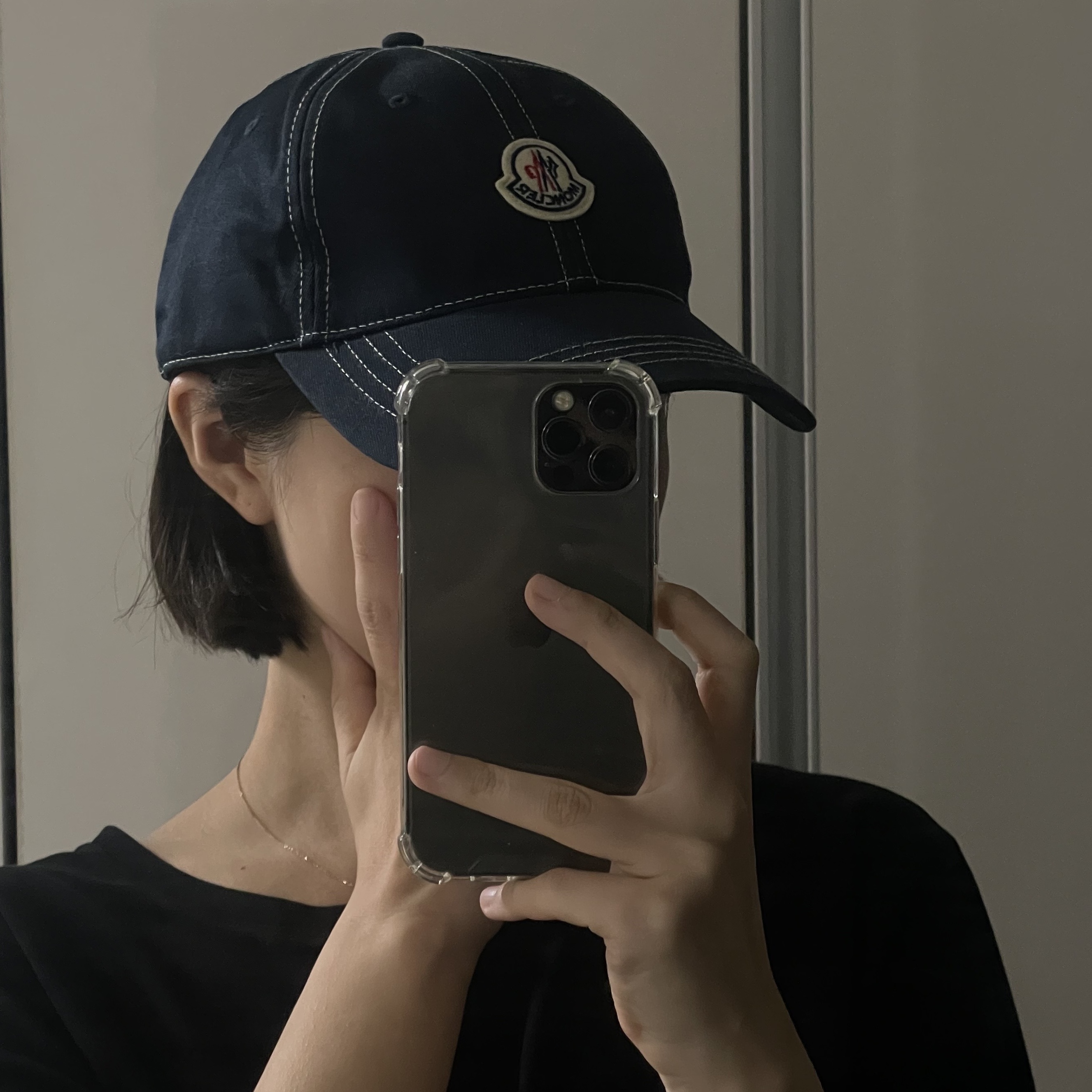 Moncler Logo Baseball Cap Night Blue - 22SS 착용 스타일 - 1