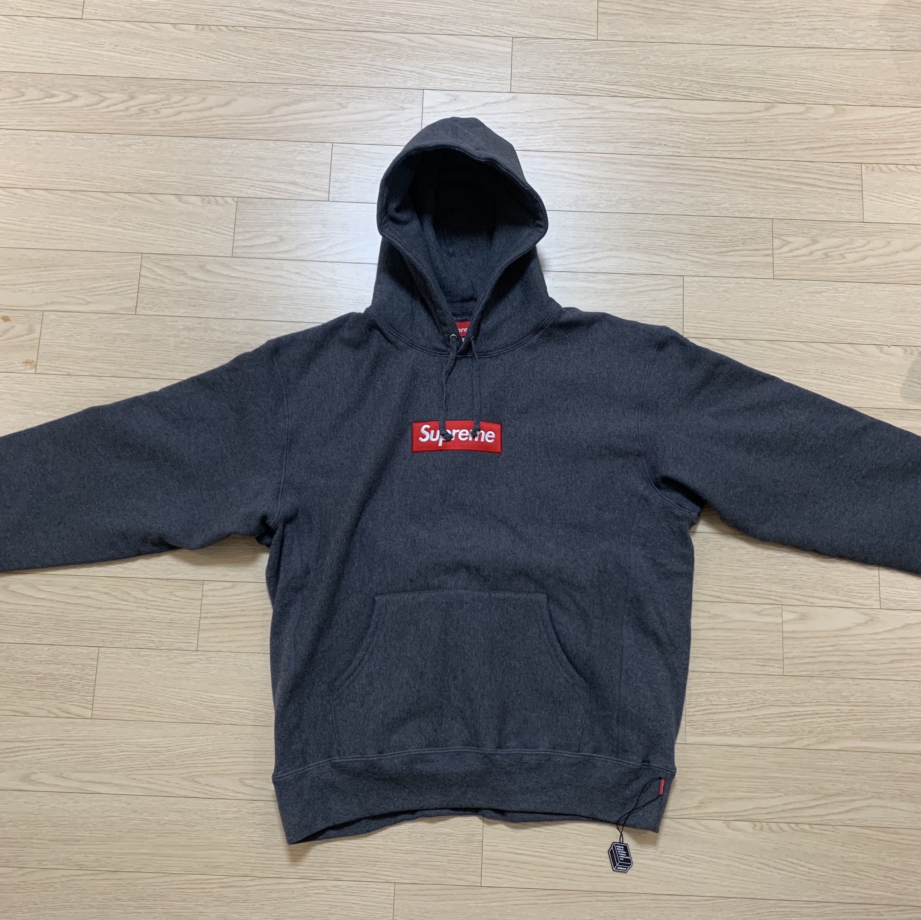 Supreme Box Logo Hooded Sweatshirt Charcoal - 21FW 착용 스타일