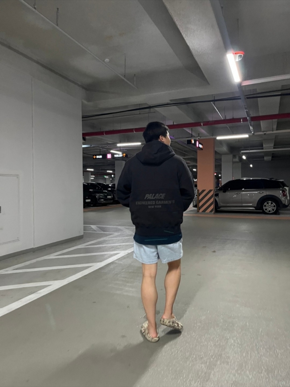 Palace x Engineered Garments Heavy Patchwork Zip Hood Black - 22FW 착용 스타일