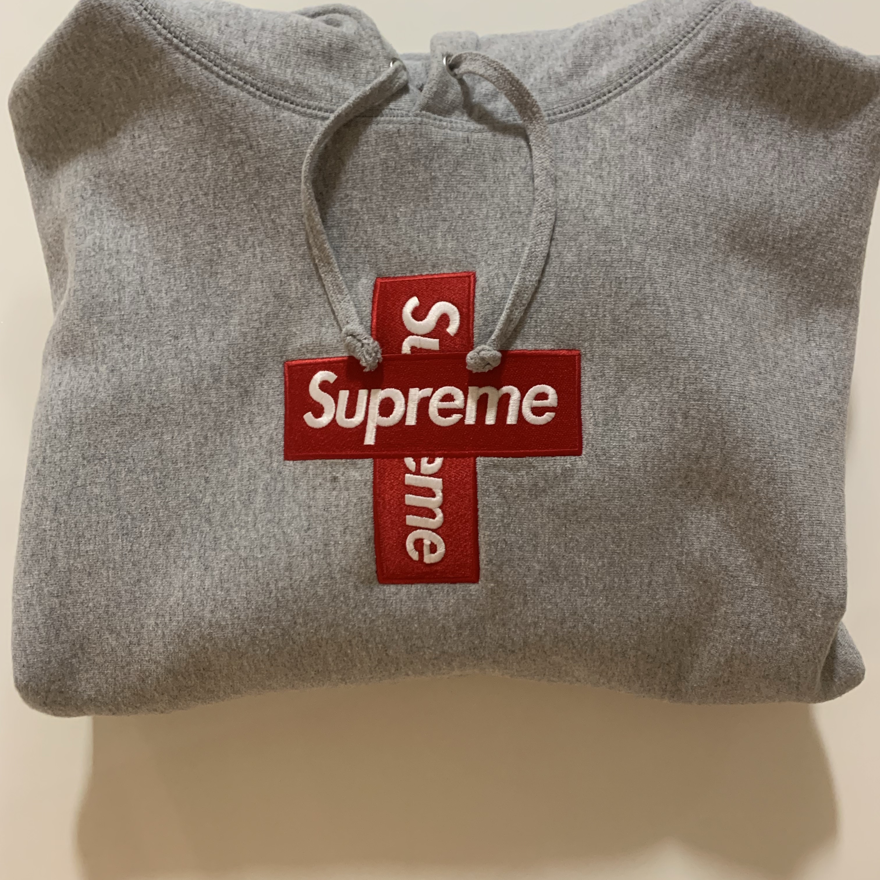 Supreme Cross Box Logo Hooded Sweatshirt Heather Grey - 20FW 착용 스타일
