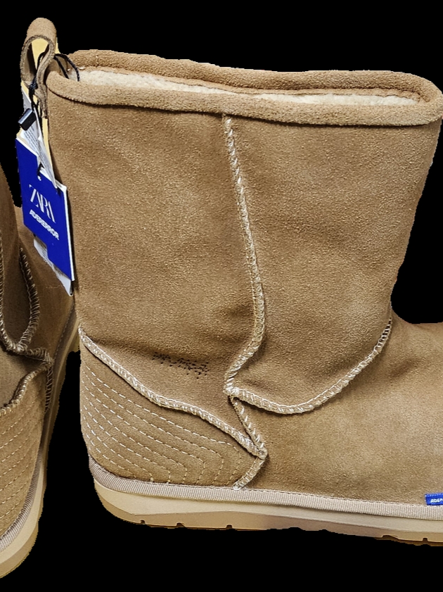 Zara x Ader Error Split Suede Flat Ankle Boots Sand Brown 착용 스타일 - 3