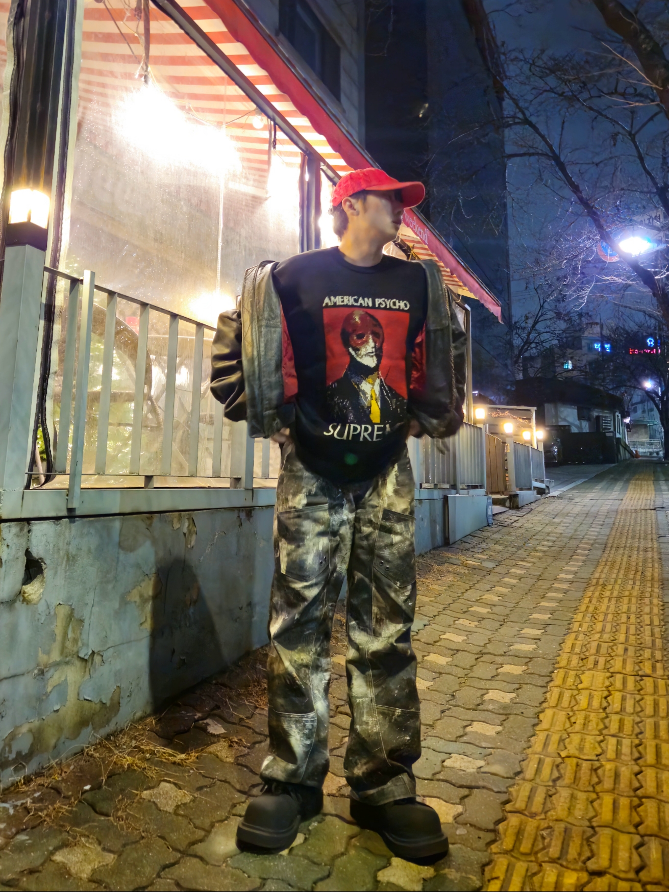 Supreme Corduroy S Logo 6-Panel Red - 23FW, Undermycar Gubalok Vintage Washed All Leather Hood Bomber Dark Earth - 23FW 착용 스타일 - 3