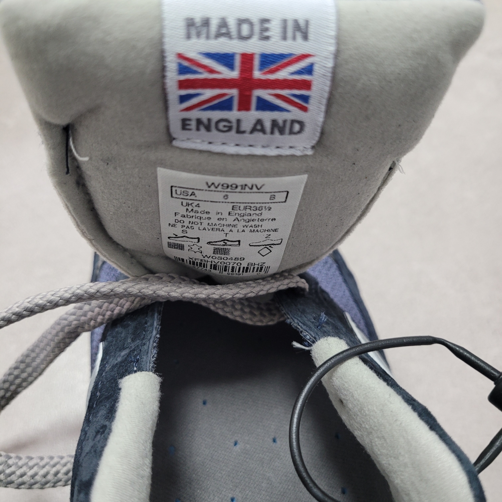 (W) New Balance 991 Made in UK Navy 착용 스타일 - 3