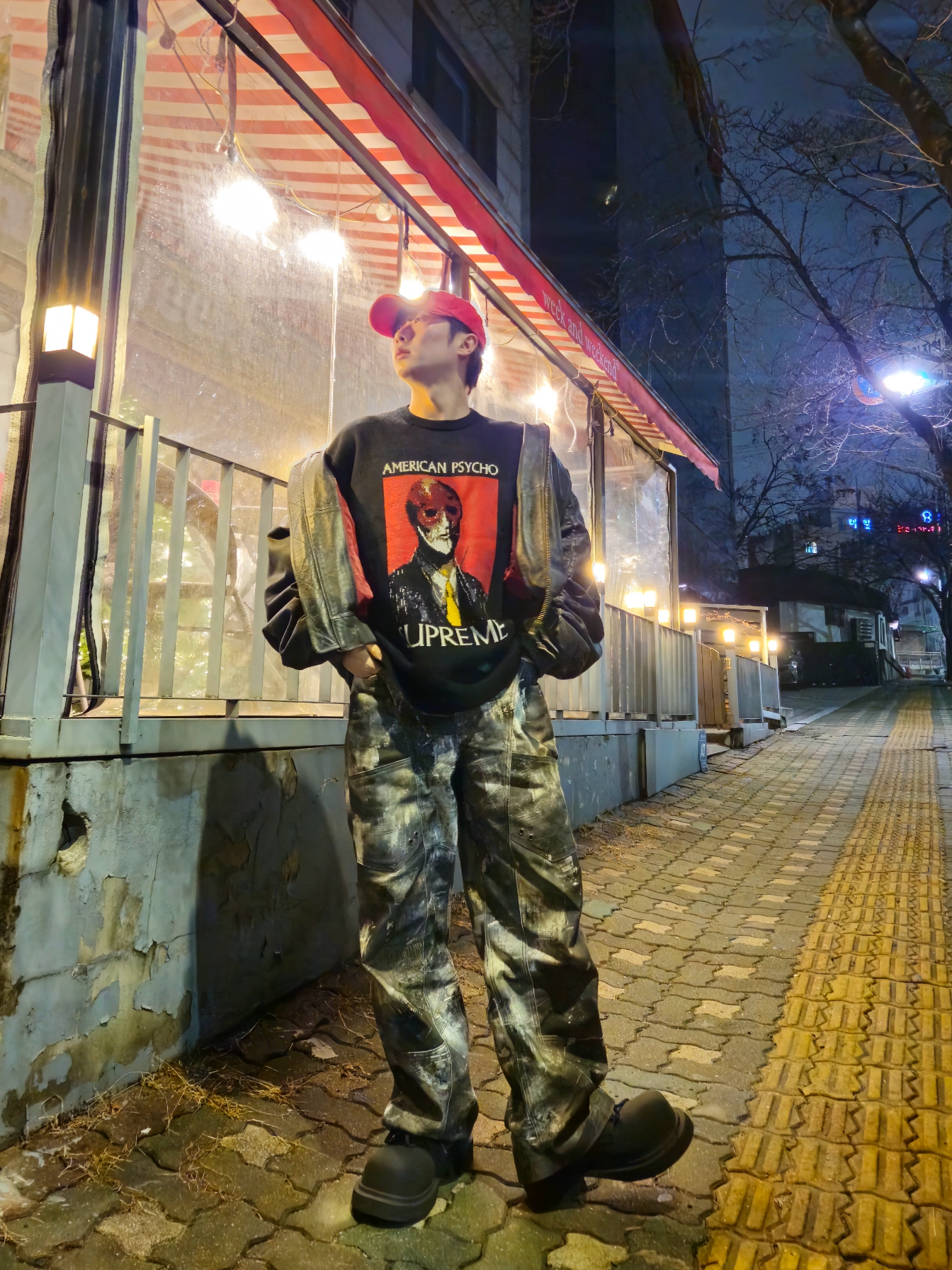 Supreme Corduroy S Logo 6-Panel Red - 23FW, Undermycar Gubalok Vintage Washed All Leather Hood Bomber Dark Earth - 23FW 착용 스타일 - 2