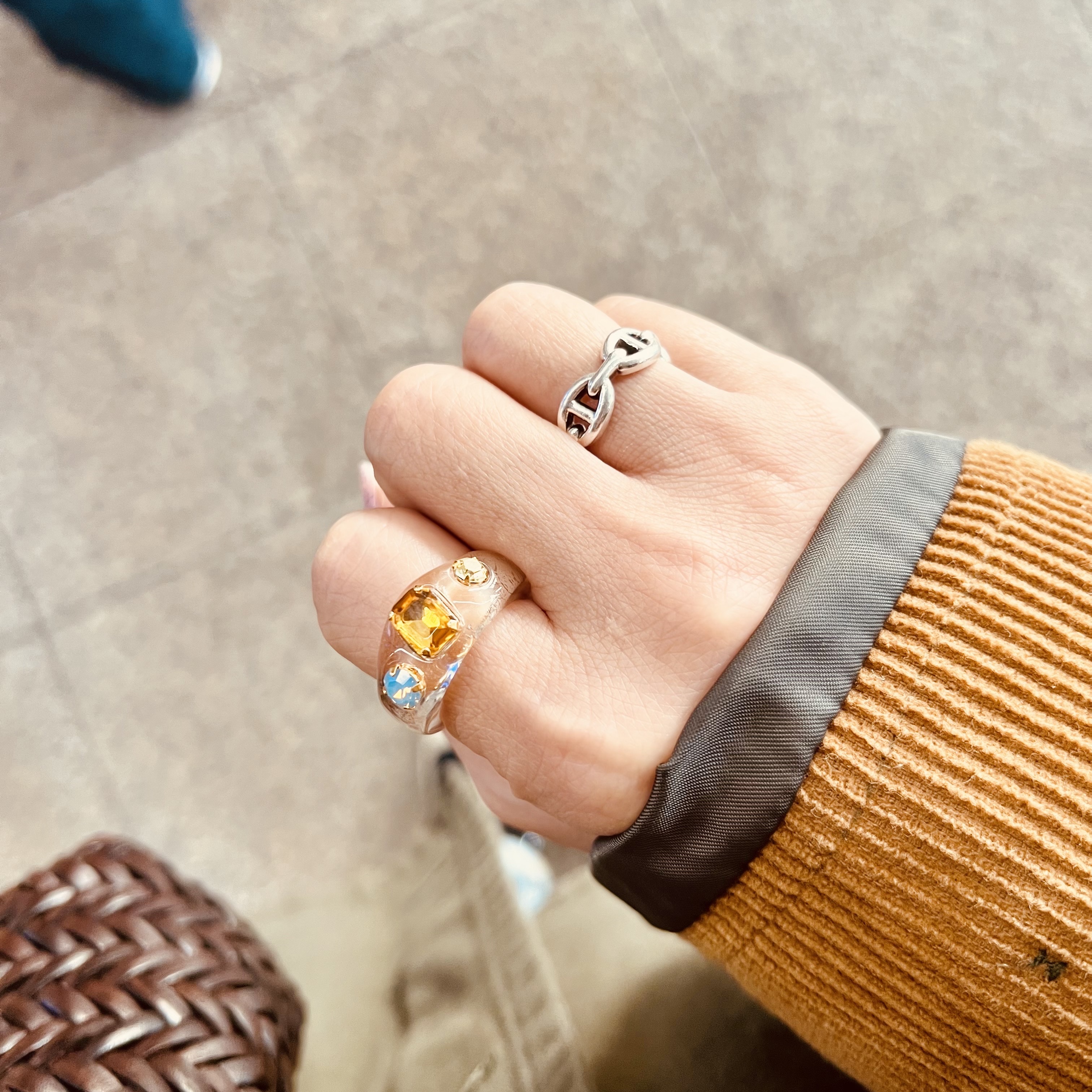 (W) Hermes Small Chaine D'Ancre Enchainee Ring Sterling Silver 착용 스타일