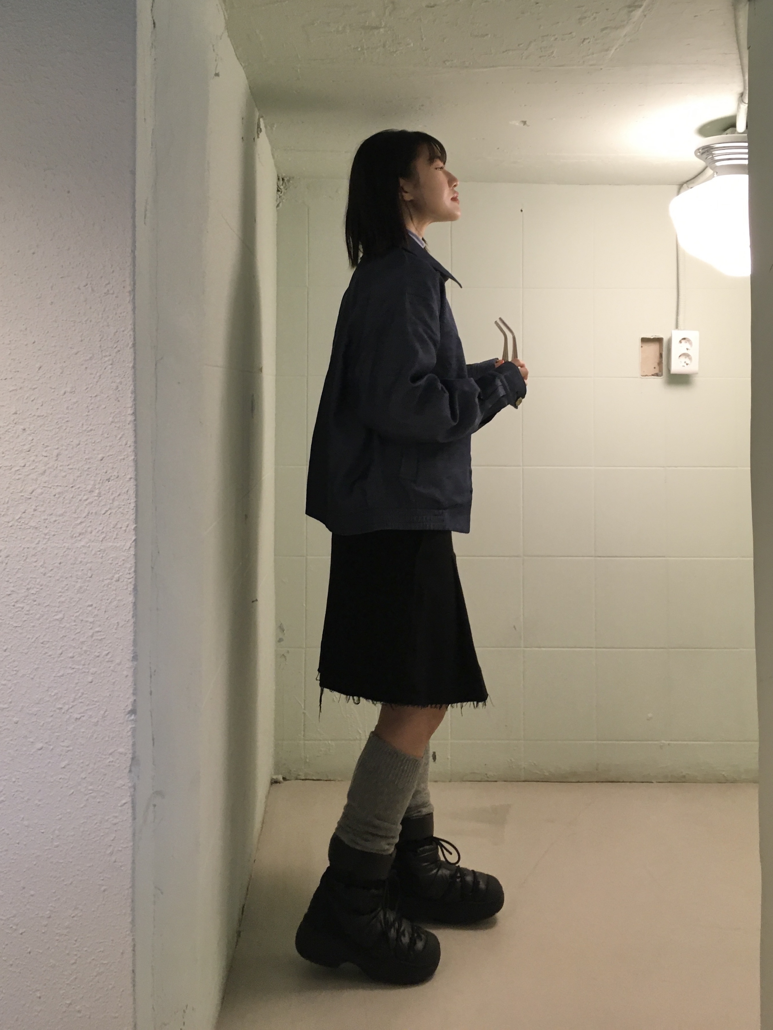 Traktat Staff Harrington Jacket Navy, (W) Rockfishweatherwear Hayden Snow Padded Boots Black 착용 스타일 - 5