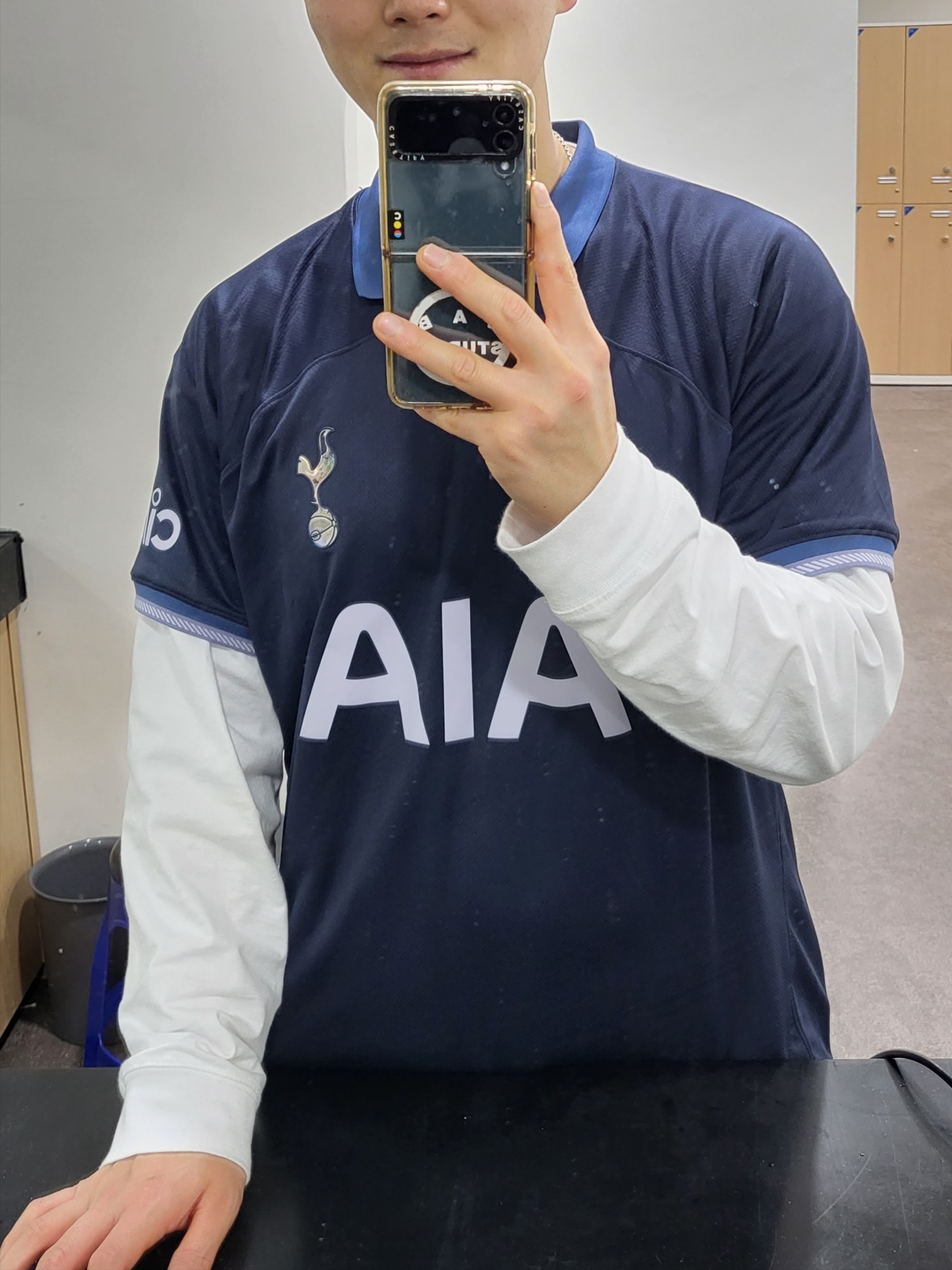 Nike Tottenham Hotspur 2023/24 Dri-Fit ADV Match Away Jersey Mystic Navy (Non Marking Ver.), Casetify x IAB Studio Galaxy White Logo Case Clear 착용 스타일
